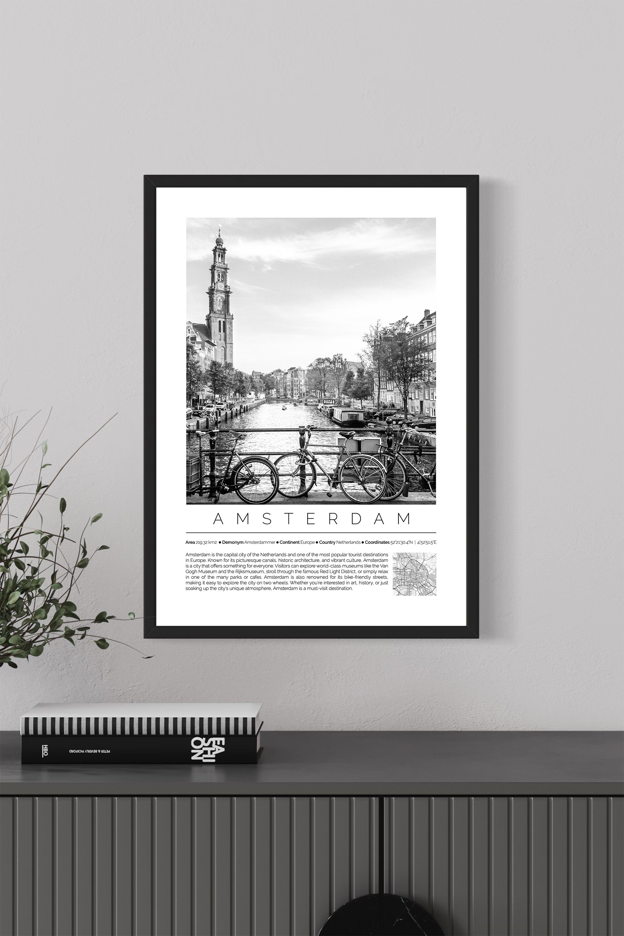 Amsterdam Netherlands Monochrome Framed Print Cities Collection