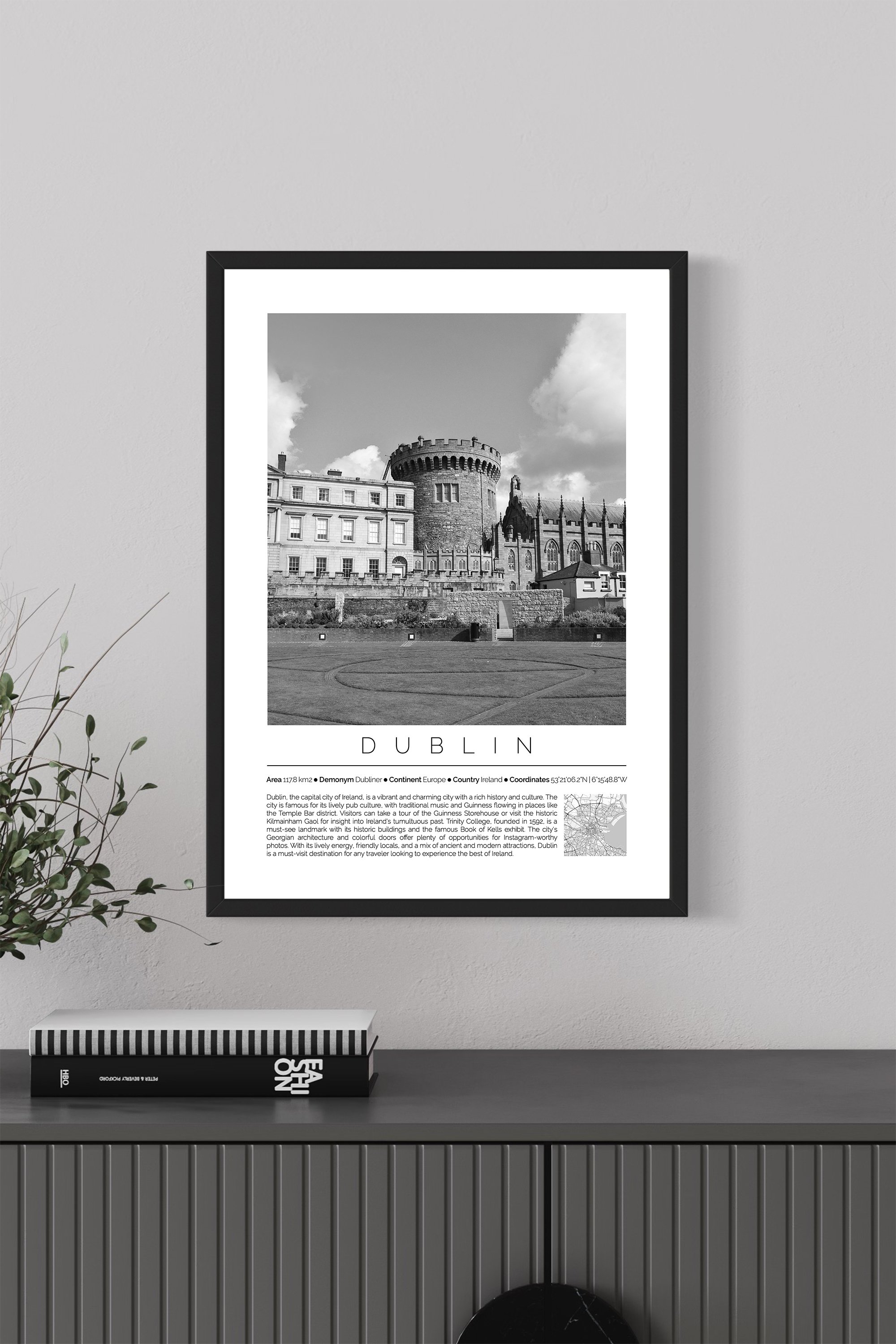 Dublin Ireland Monochrome Framed Print Cities Collection