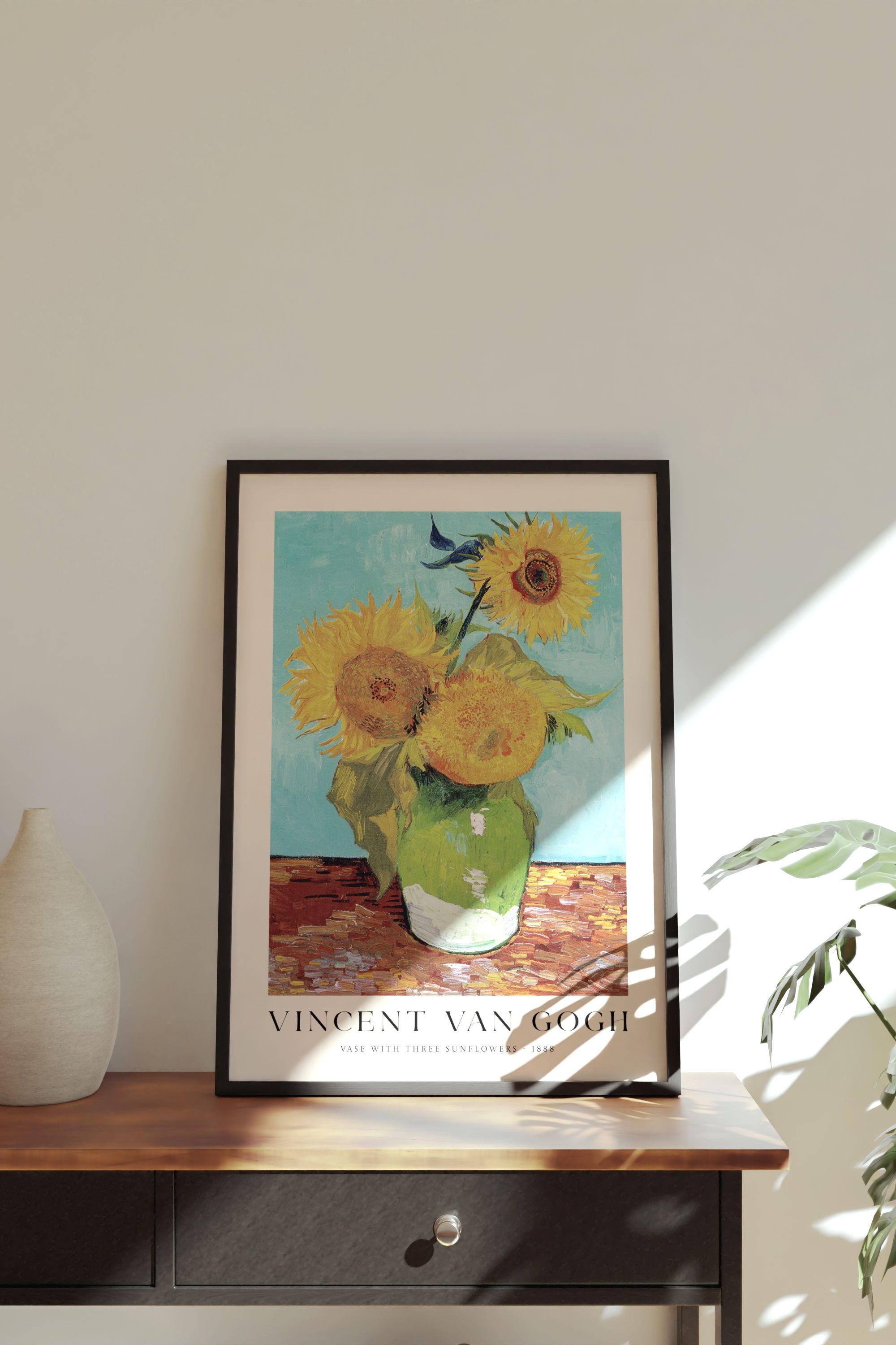 Van Gogh Vase With Three Sunflowers Framed Print Art Collection