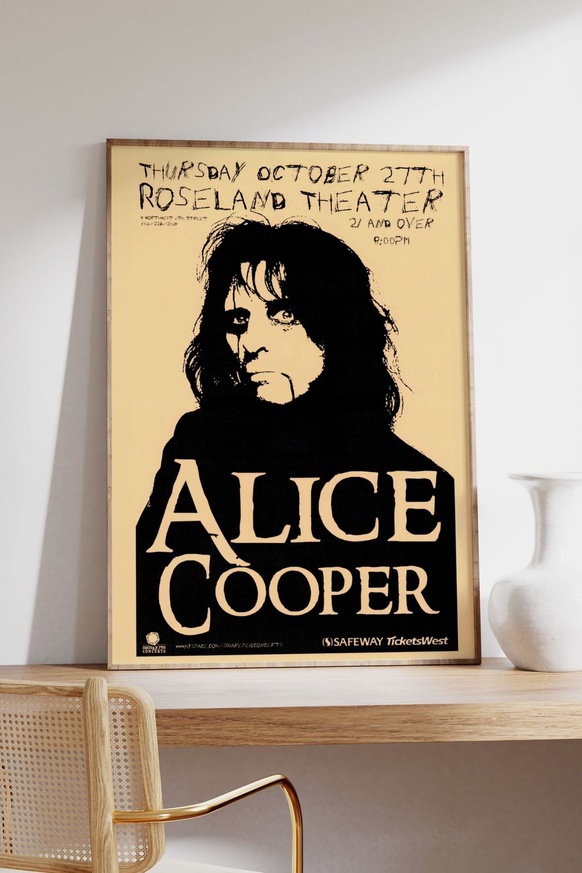 Alice Cooper Konser Tasarımlı Retro Çerçevesiz Poster