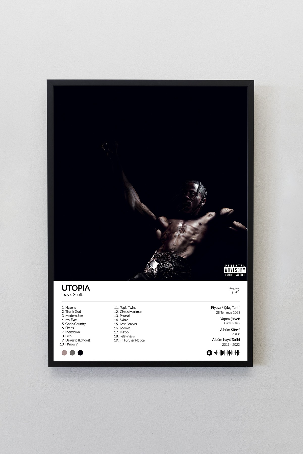 Travis Scott Utopia Albümü Spotify Barkodlu Albüm Poster Tablo