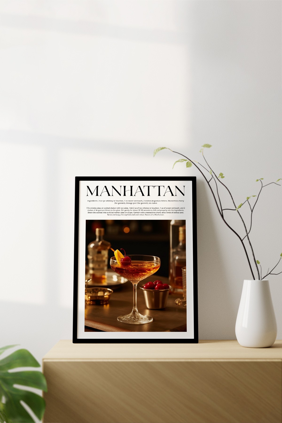 Manhattan Cocktail Recipes Framed Print