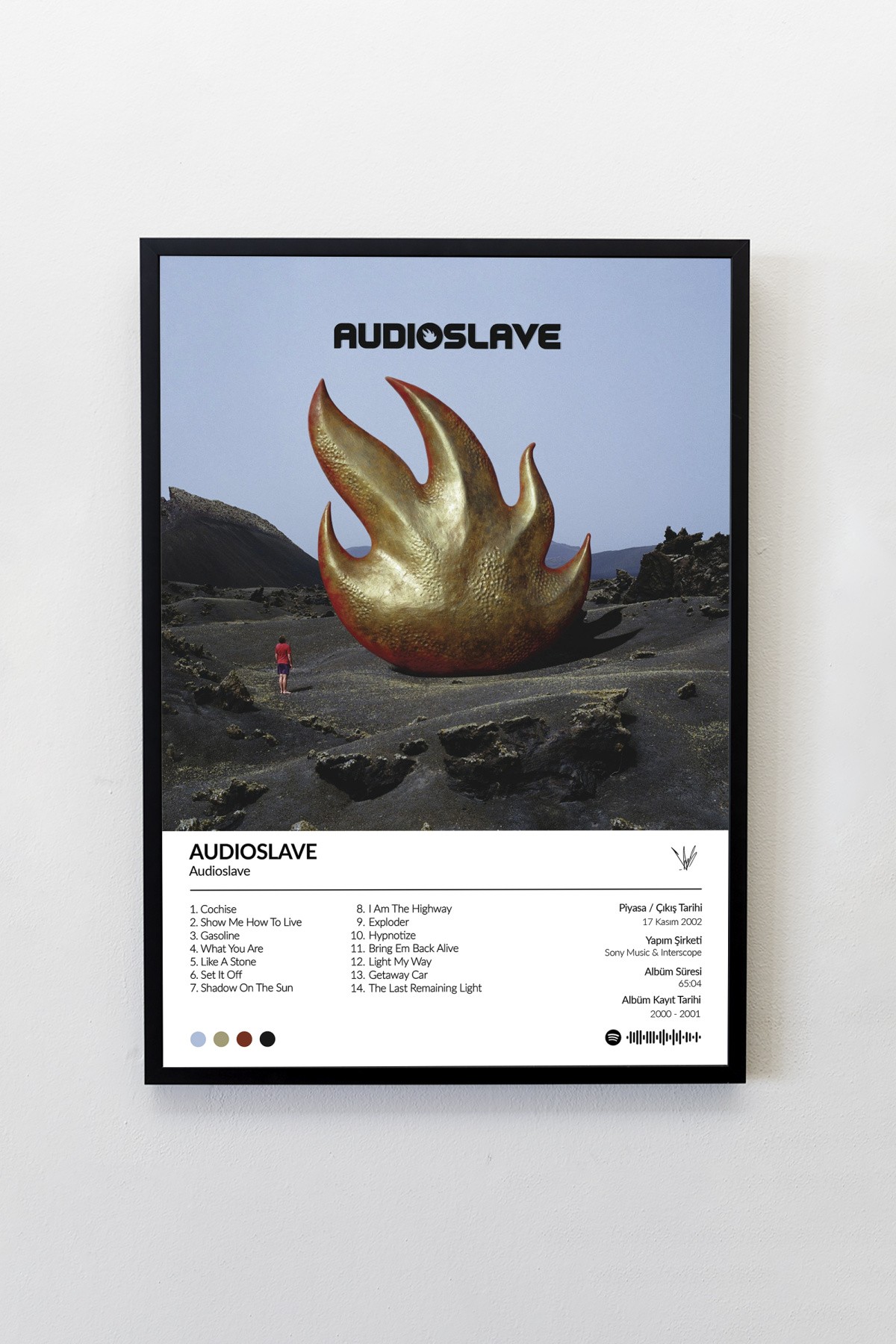 Audioslave Selftitled Albümü Çerçevesiz Albüm Tasarımlı Spotify Poster