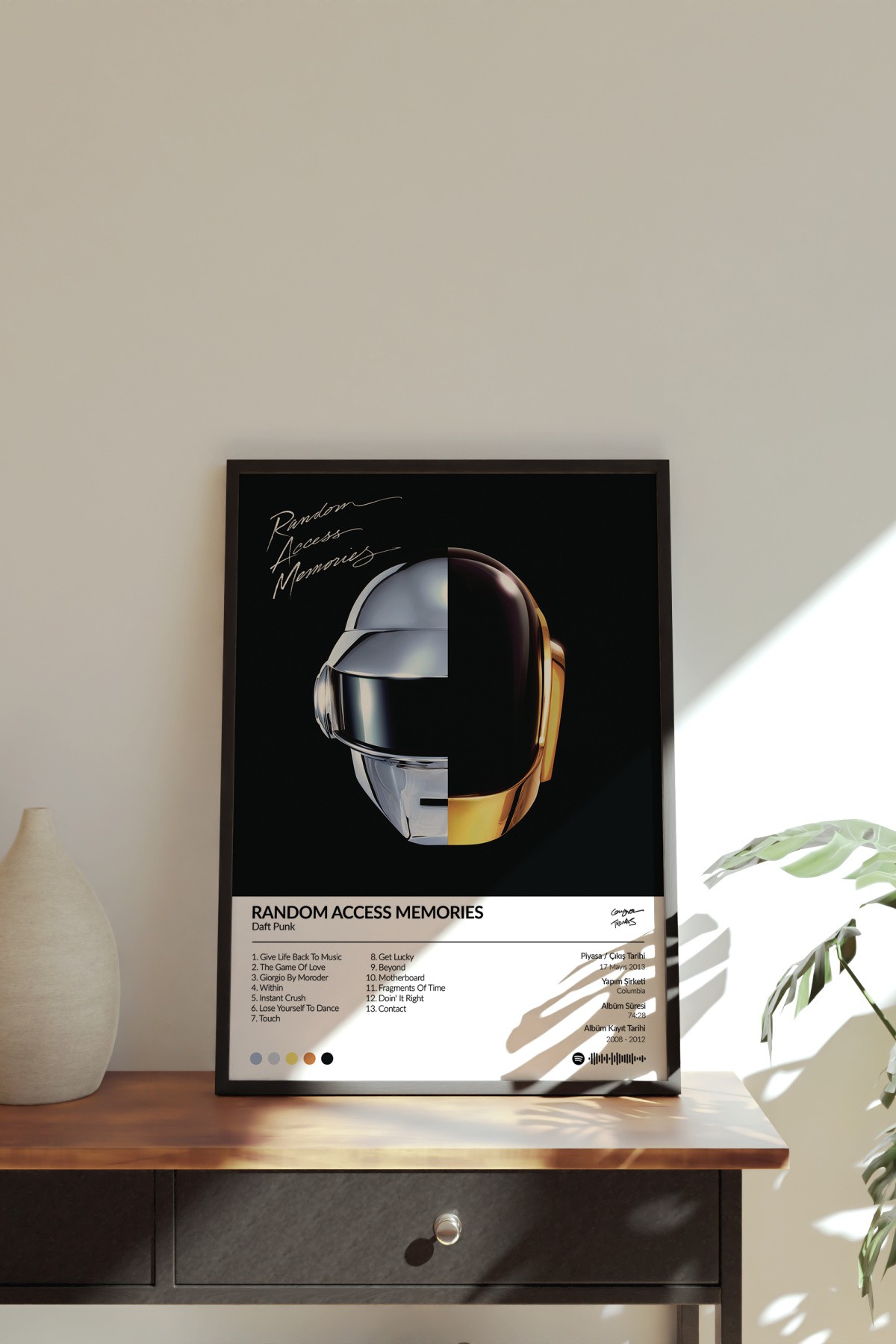 Daft Punk Random Access Memories Albümü Çerçevesiz Albüm Tasarımlı Spotify Poster