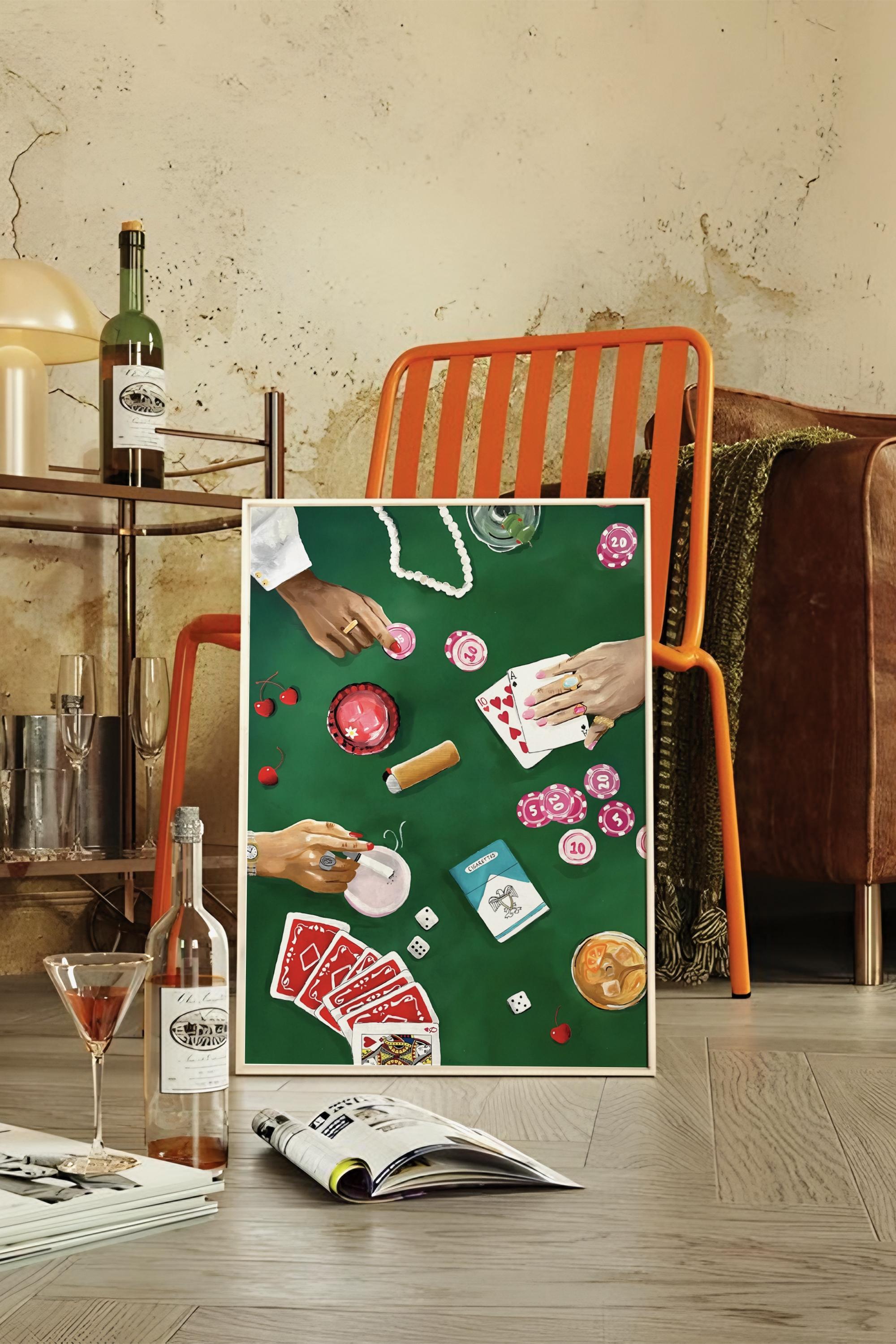 Poker No:4 Sanatsal Çerçevesiz Tasarım Poster Dolce Vita Koleksiyonu