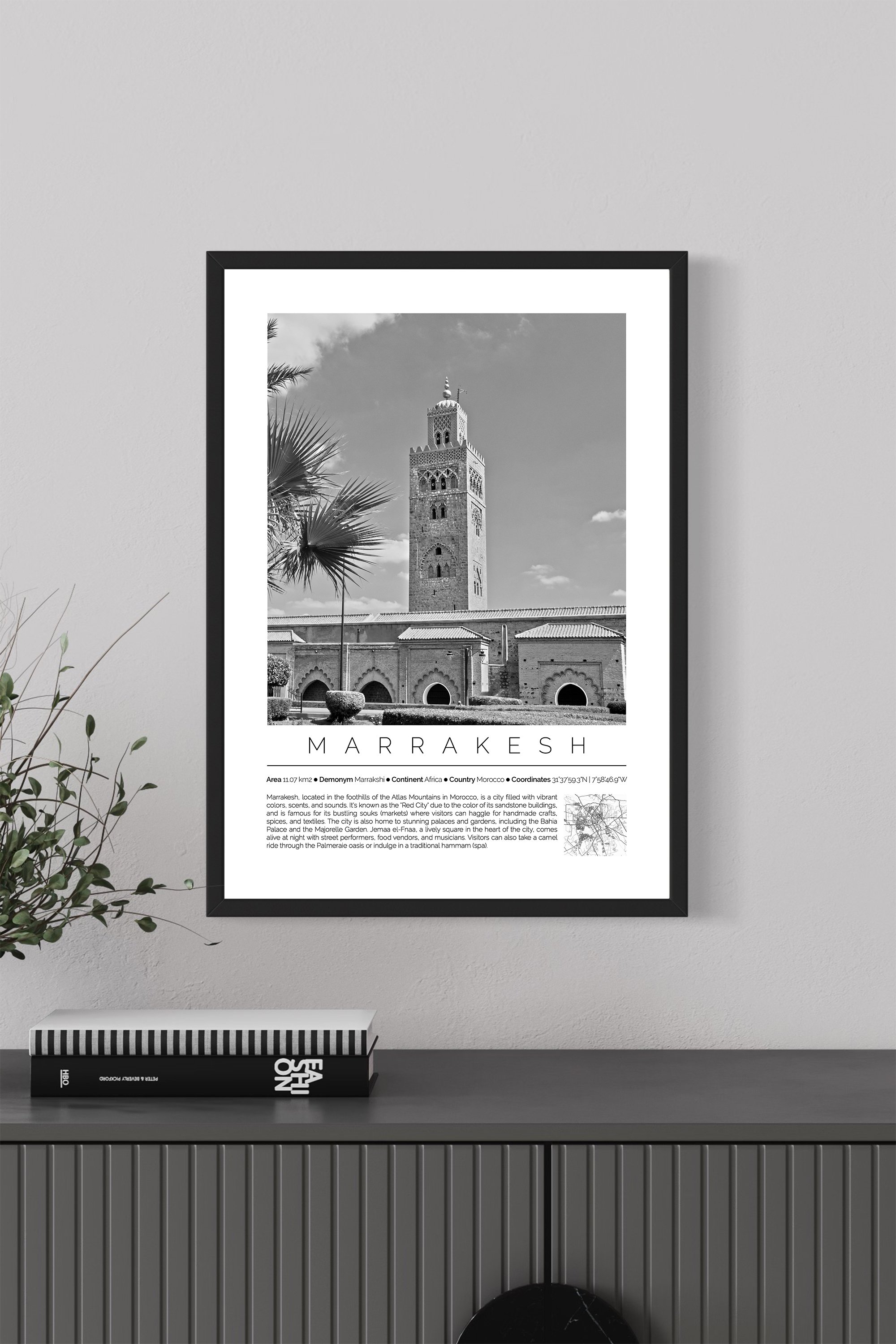 Marrakesh Morocco Monochrome Framed Print Cities Collection