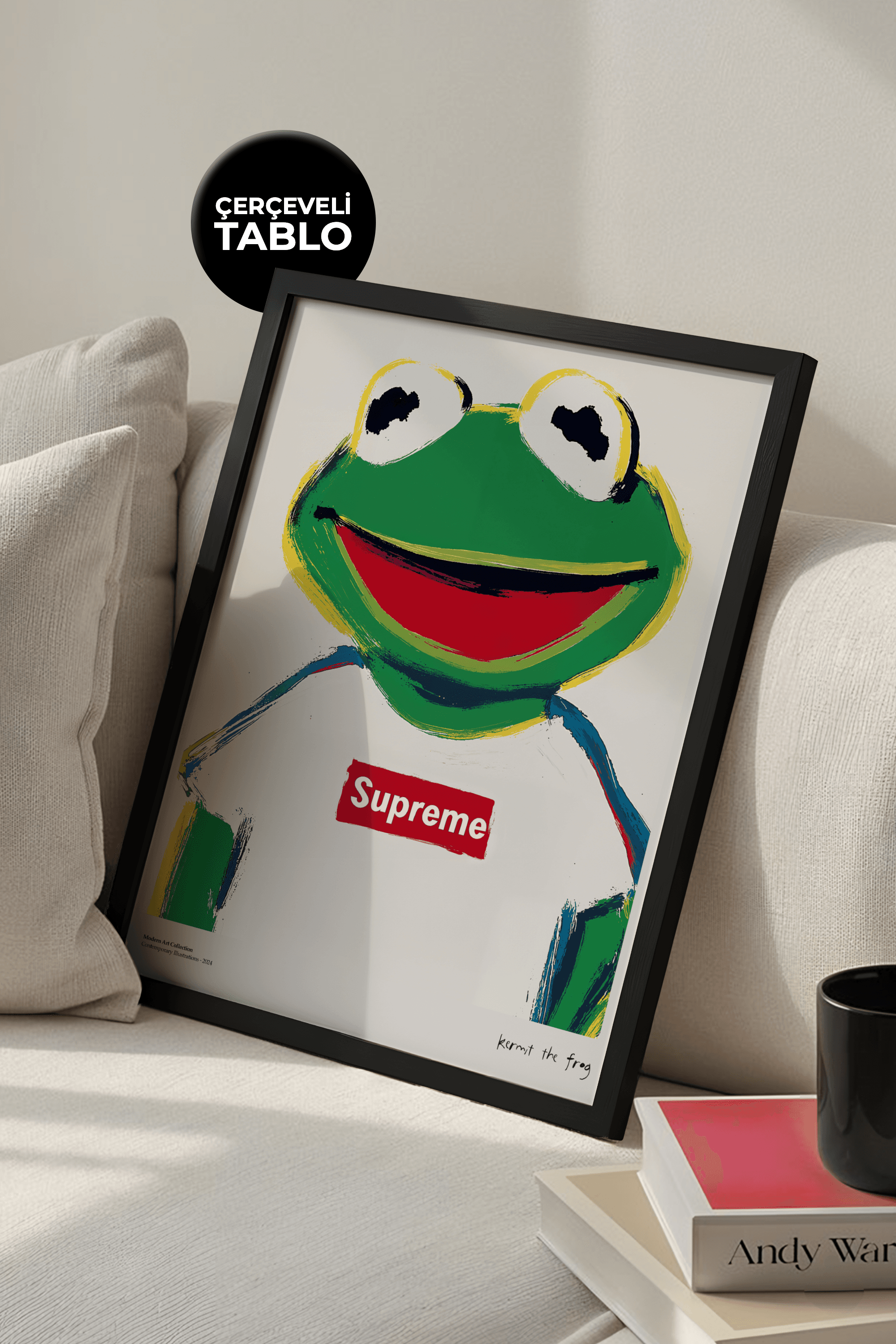 Supreme Kermit Çerçeveli Tasarım Tablo Dolce Vita Koleksiyonu