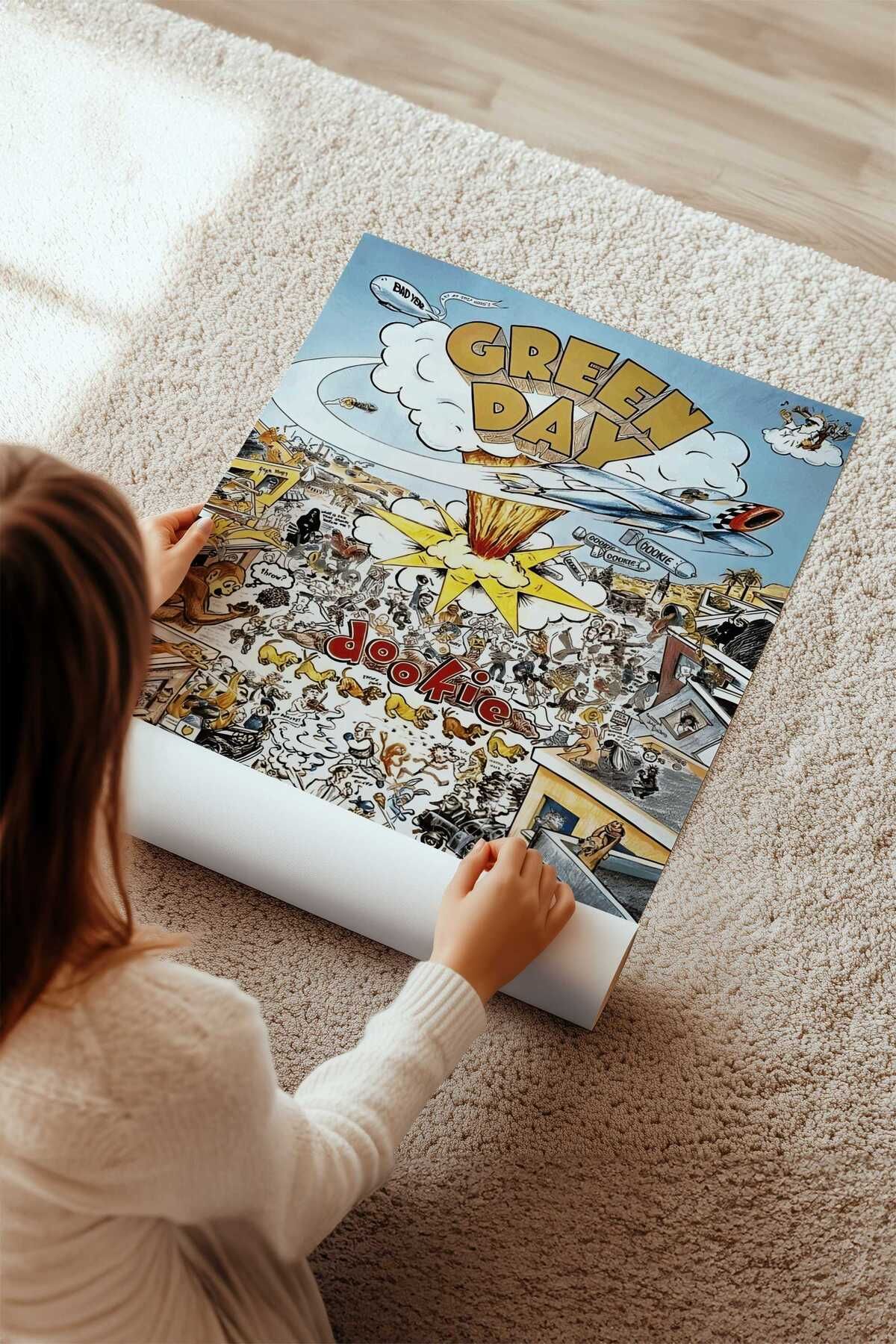 Green Day Konser Tasarımlı Retro Çerçeveli Tasarım Tablo