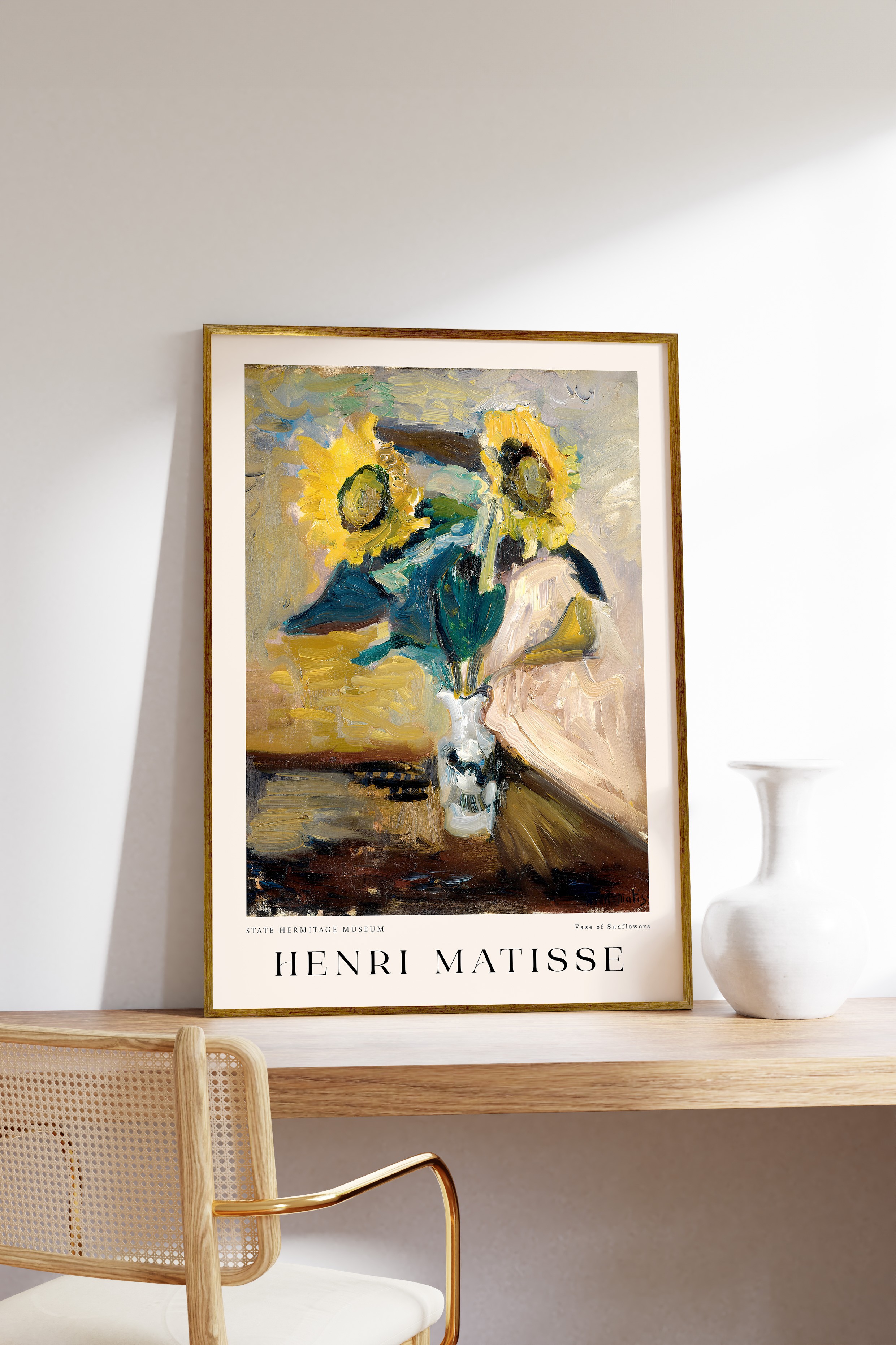 Henri Matisse Vase of Sunflowers Çerçeveli Tablo