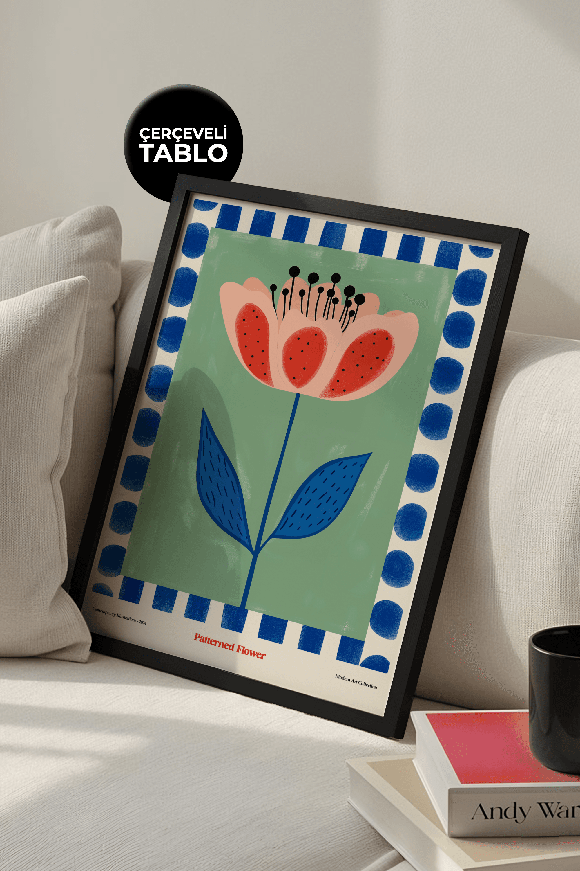 Patterned Flower Çerçeveli Tasarım Tablo Dolce Vita Koleksiyonu