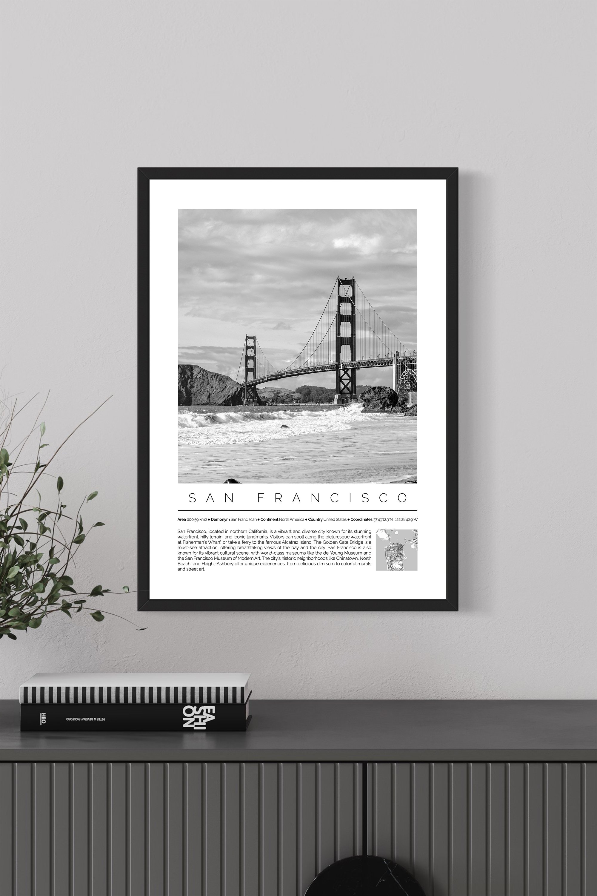 San Francisco United States Monochrome Framed Print Cities Collection