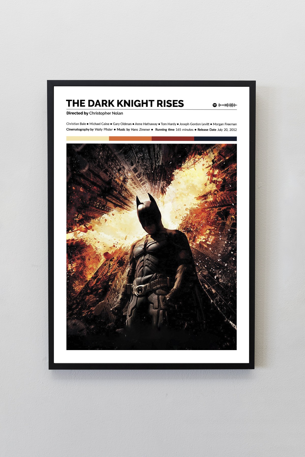 The Dark Knight Rises Filmi Siyah Çerçeveli Spotify Barkodlu Tasarım Tablo | Nolan-Zimmer Koleksiyon