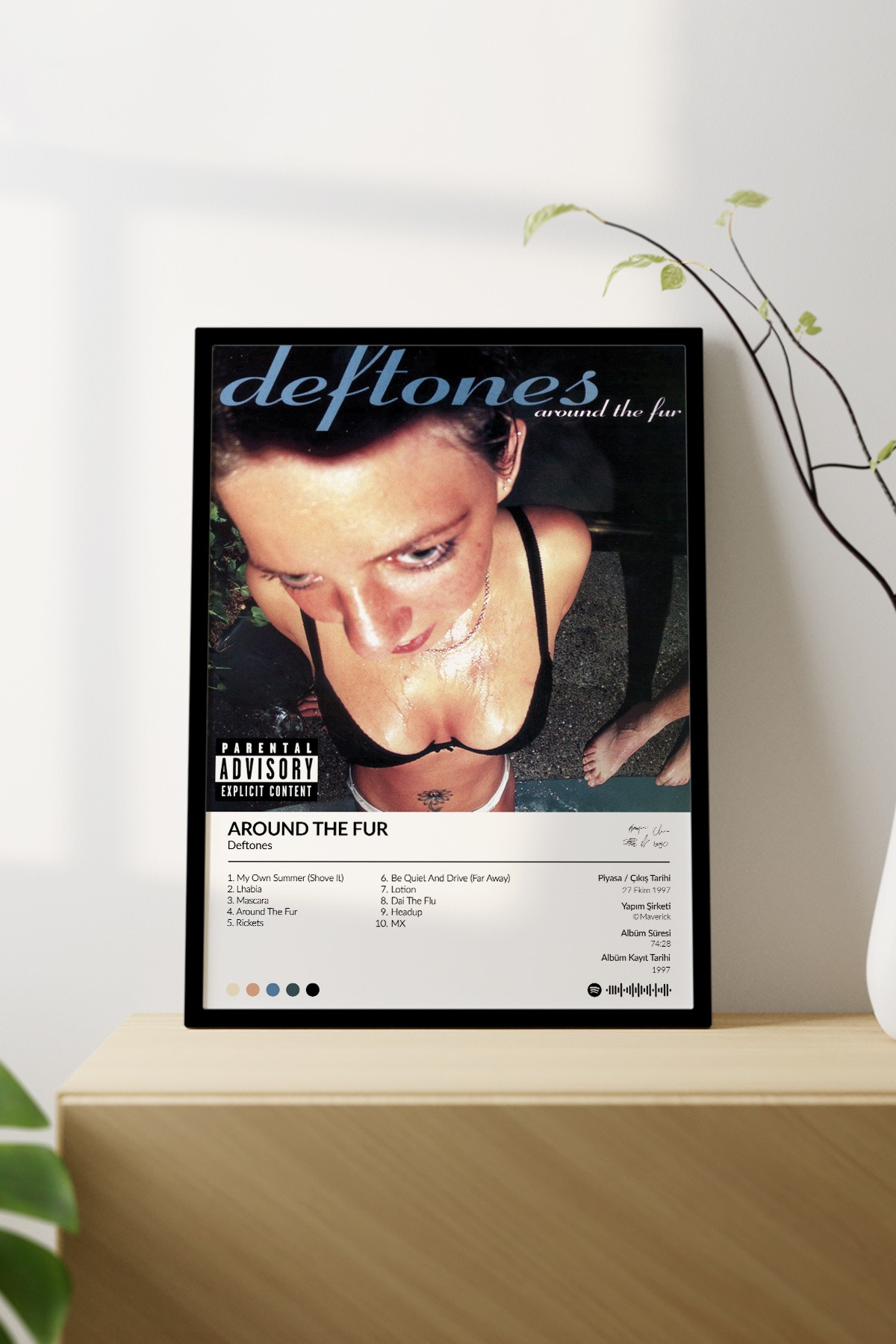 Deftones Around The Fur Albümü Çerçevesiz Albüm Tasarımlı Spotify Poster