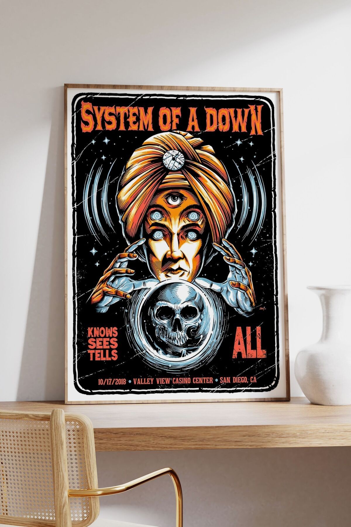 The System of a Down Konser Tasarımlı Retro Çerçevesiz Poster