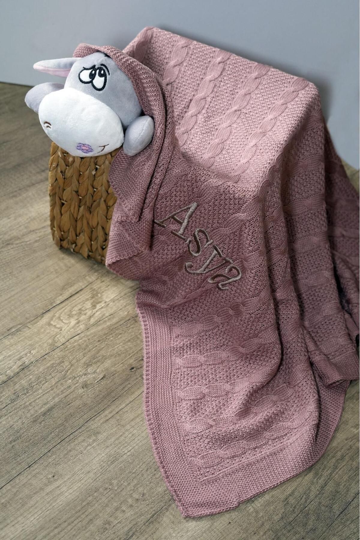 Bebek Battaniyesi Gül KurusuTriko Örgülü Bebek Hediyesi Istediğiniz Ismi Nakışla Yazıyoruz