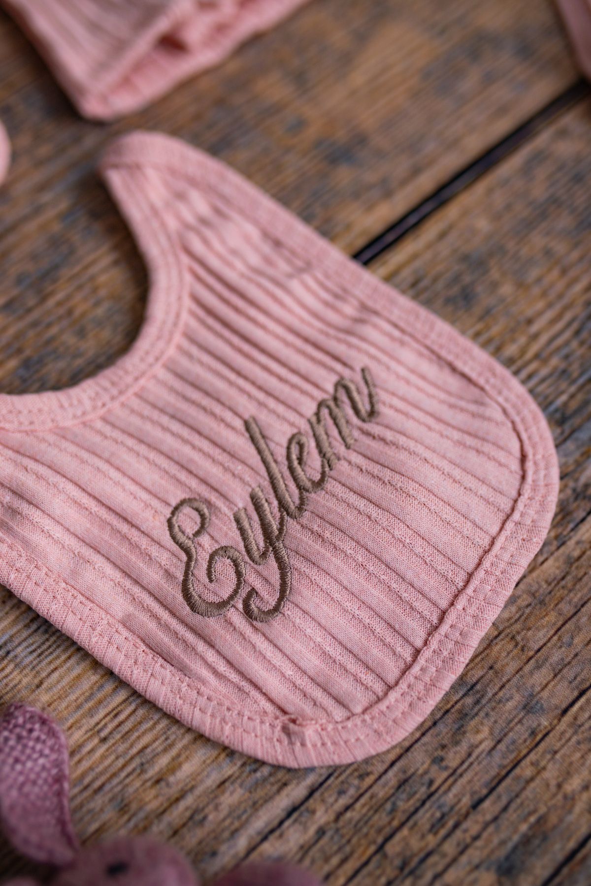 Istediğiniz Ismi Nakışla Yazıyoruz Zıbın Seti Yeni Doğan Hediyelik 5 Parça Toz Pembe0-3 Ay