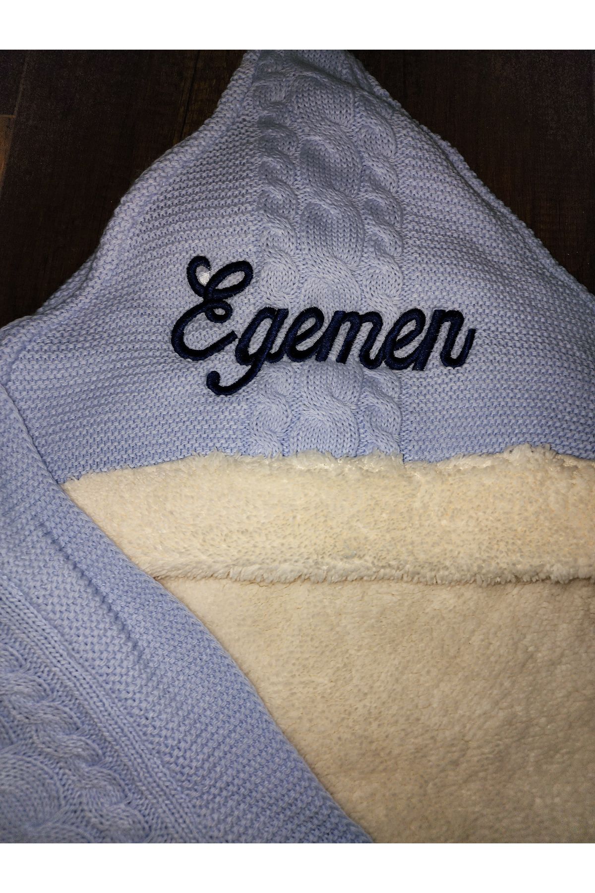 [istediğiniz Ismi Nakışla Yazıyoruz] Bebek Kundağı  Battaniyesi Örgülü Içi Peluş Triko Bebek Kundak