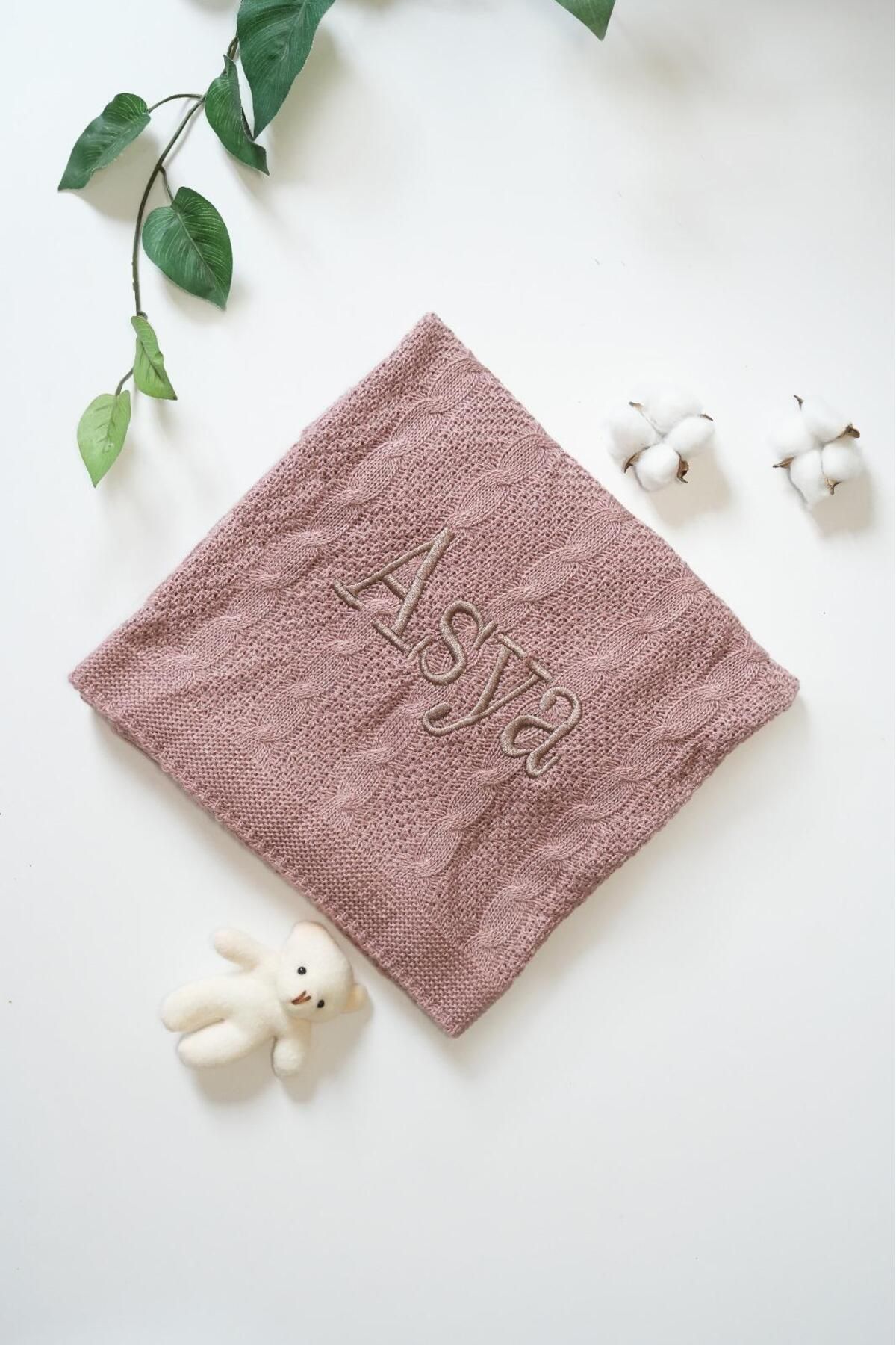 Bebek Battaniyesi Gül KurusuTriko Örgülü Bebek Hediyesi Istediğiniz Ismi Nakışla Yazıyoruz