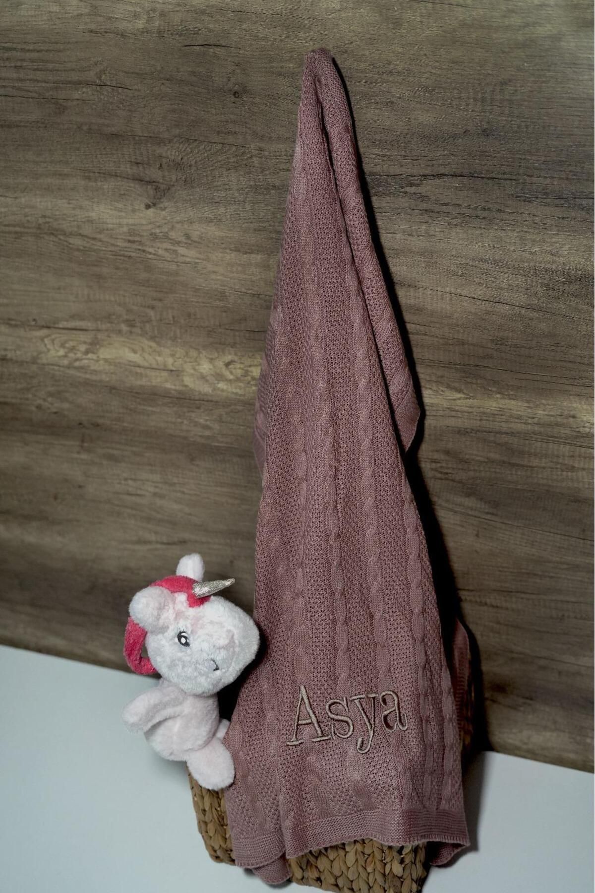 Bebek Battaniyesi Gül KurusuTriko Örgülü Bebek Hediyesi Istediğiniz Ismi Nakışla Yazıyoruz