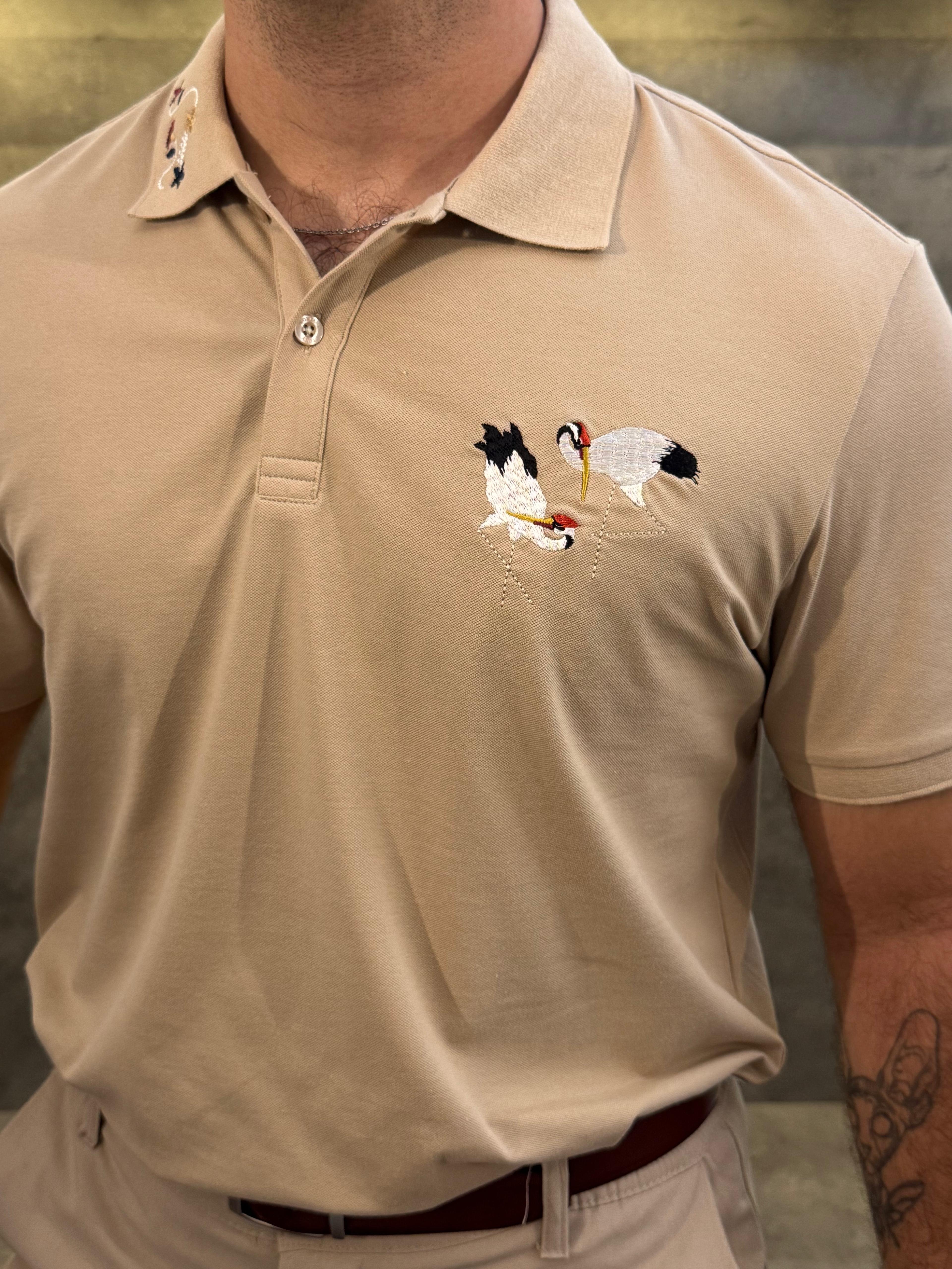 Cigno Beige Premium Polo Yaka
