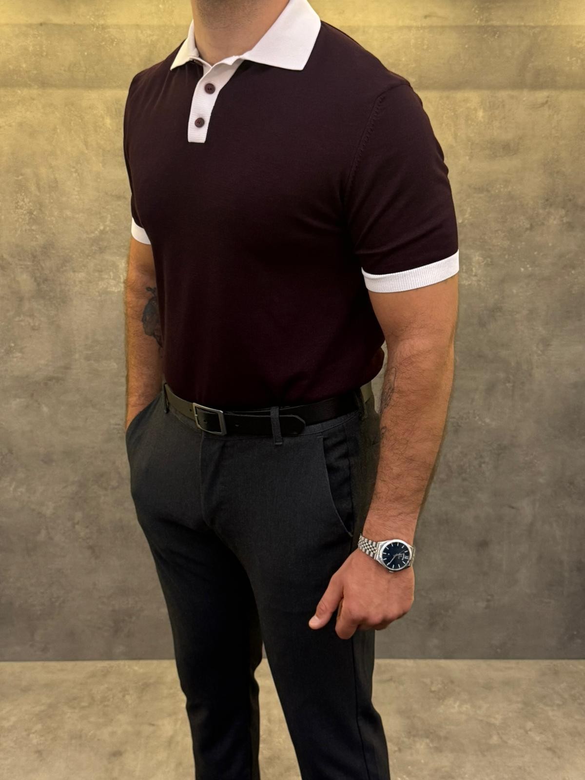 Maroon Club Ascot Polo Yaka