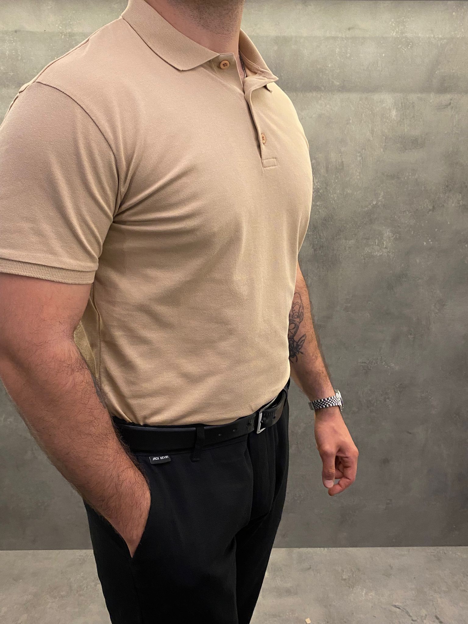 Sahara Beige Premium Polo Yaka