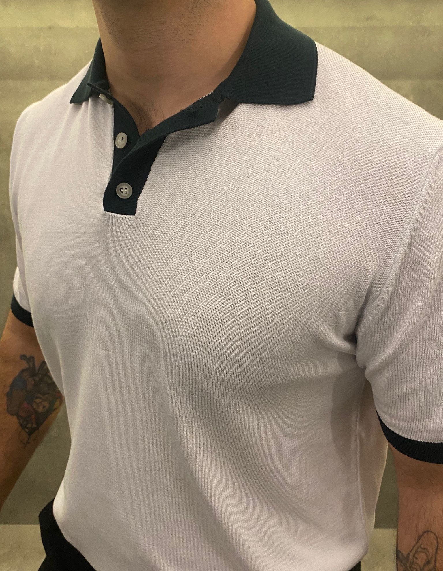 Double-Color Premium Ascot Polo Yaka (Yeşil Detay)