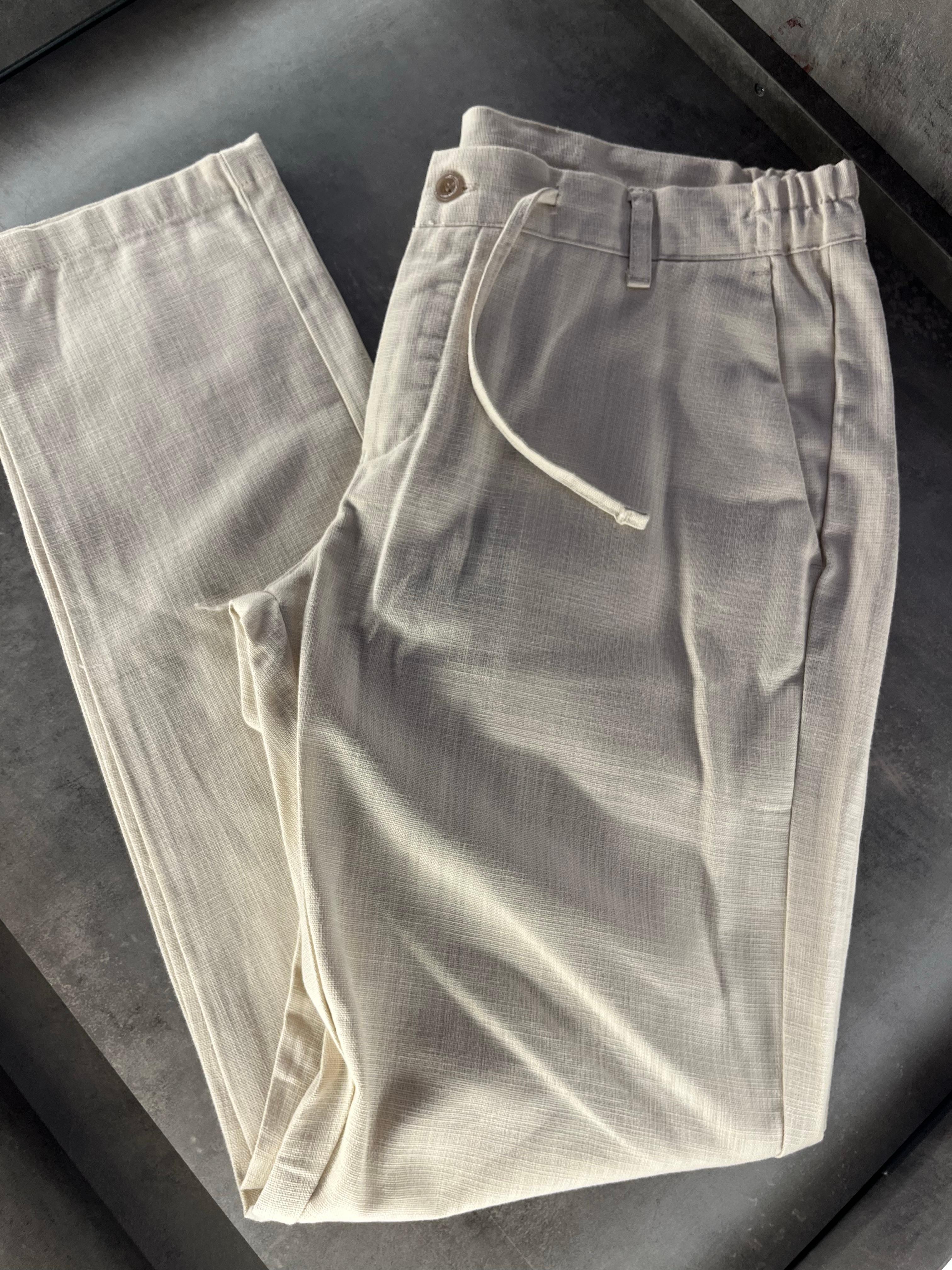 Taş Rengi Premium Ham Keten Pantolon