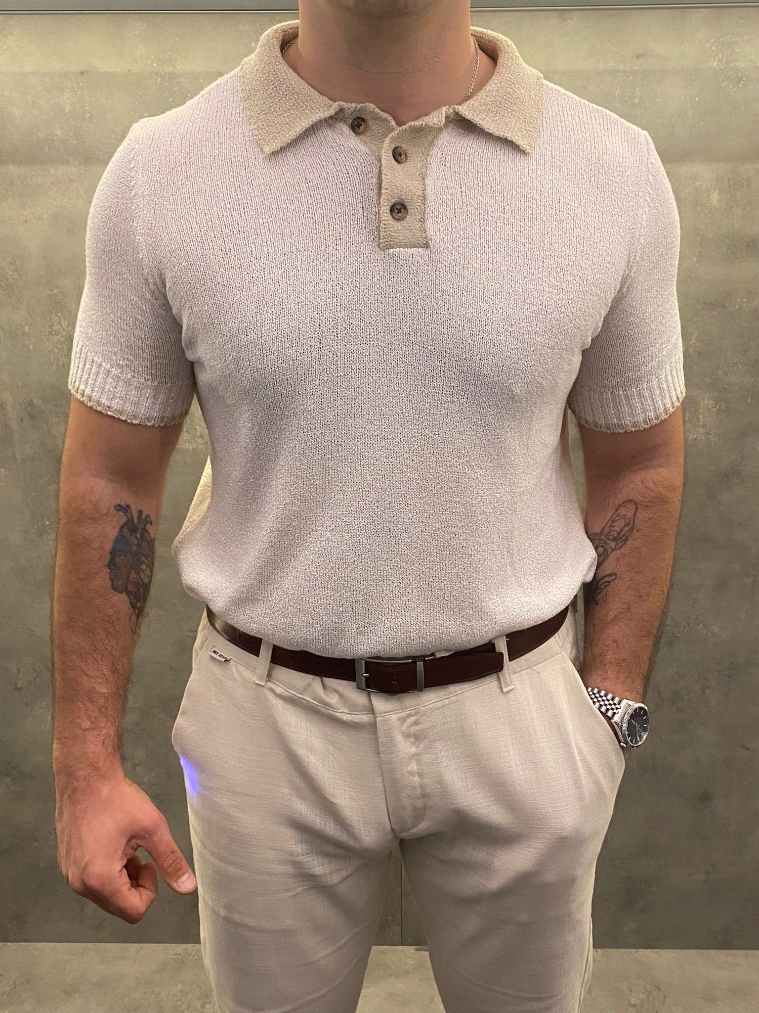 Luce di Crema Bej Polo Yaka