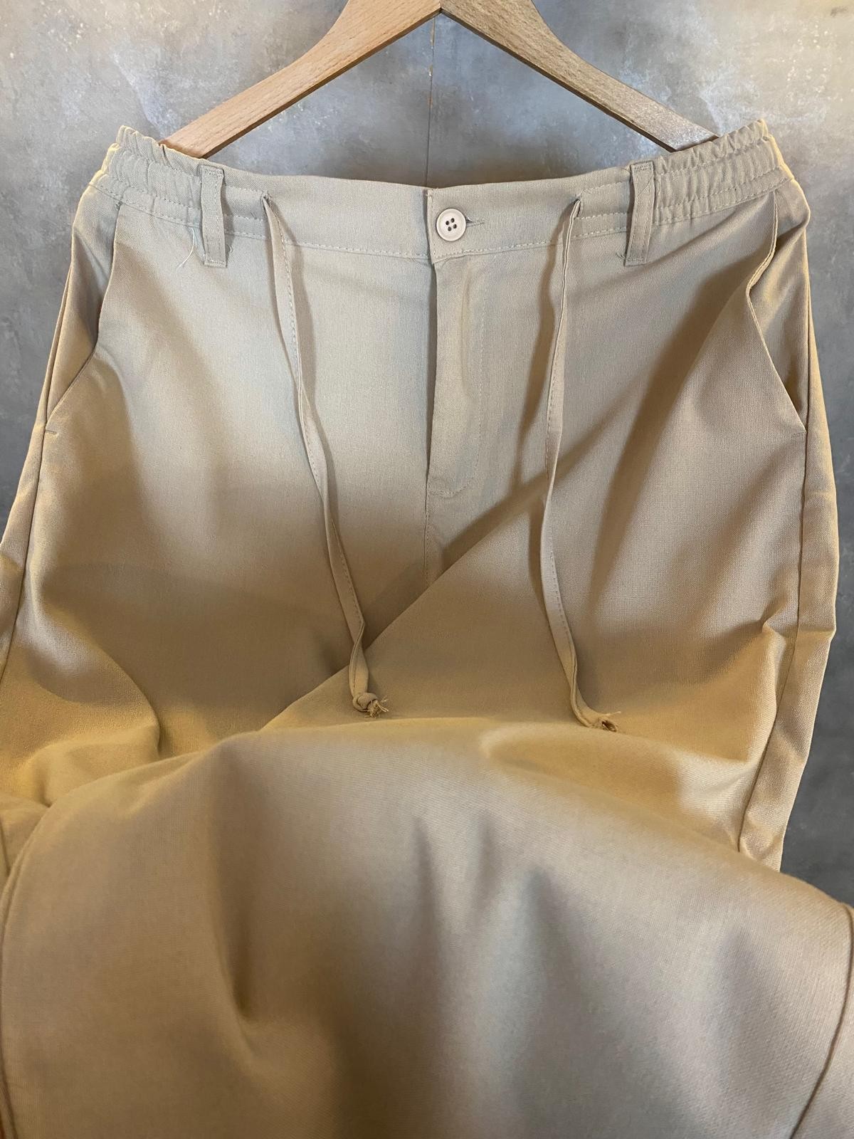 Old Money Cream Half Baggy Pamuk Pantolon