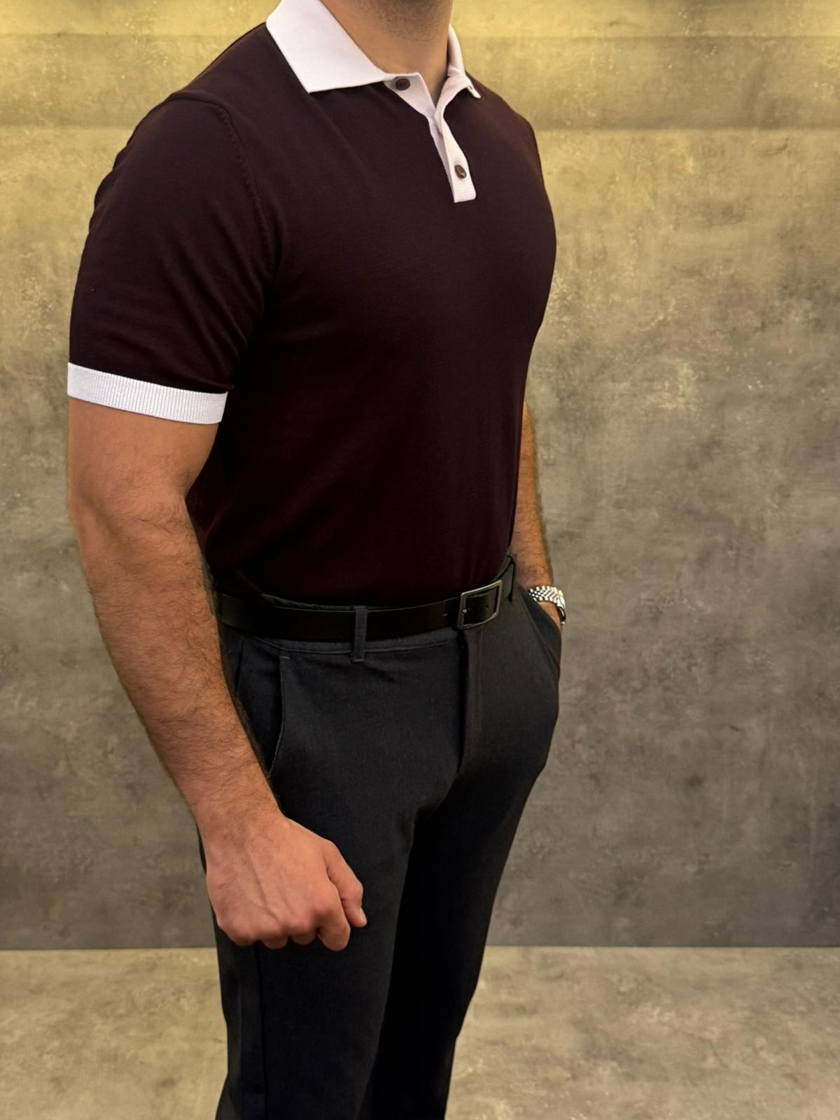 Maroon Club Ascot Polo Yaka