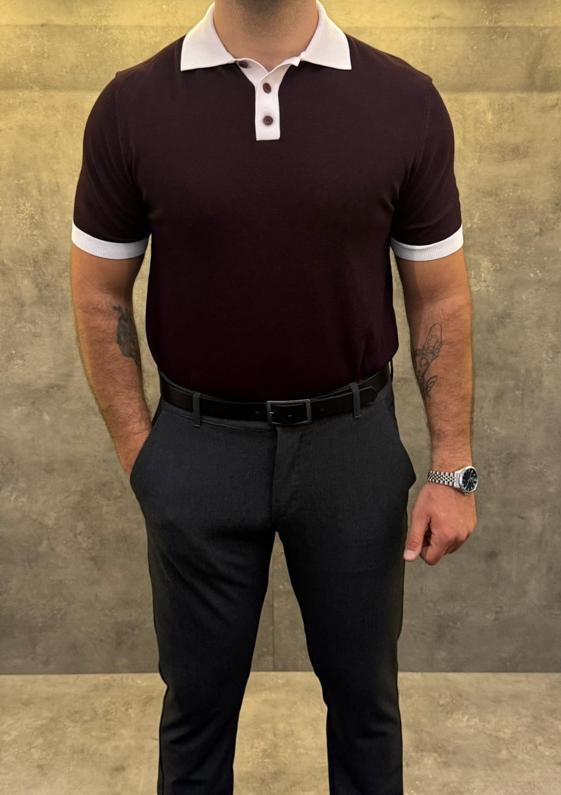 Maroon Club Ascot Polo Yaka