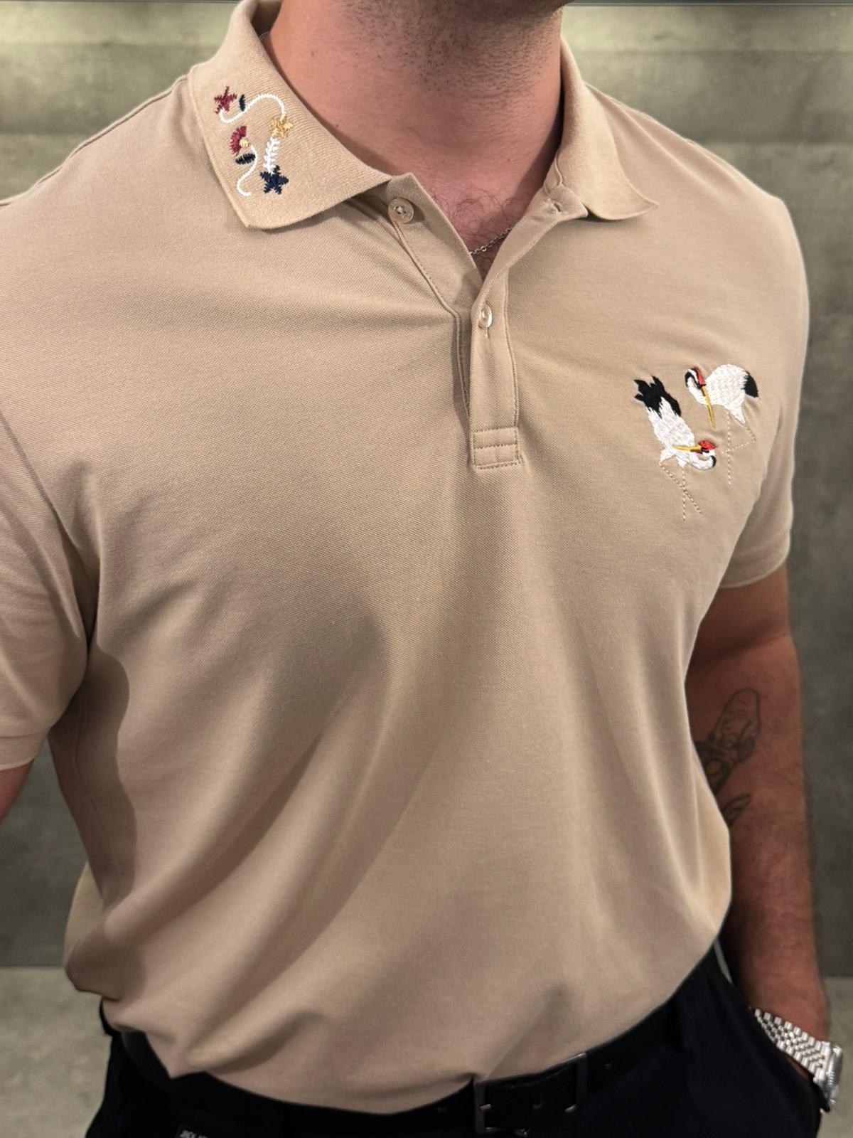 Cigno Beige Premium Polo Yaka
