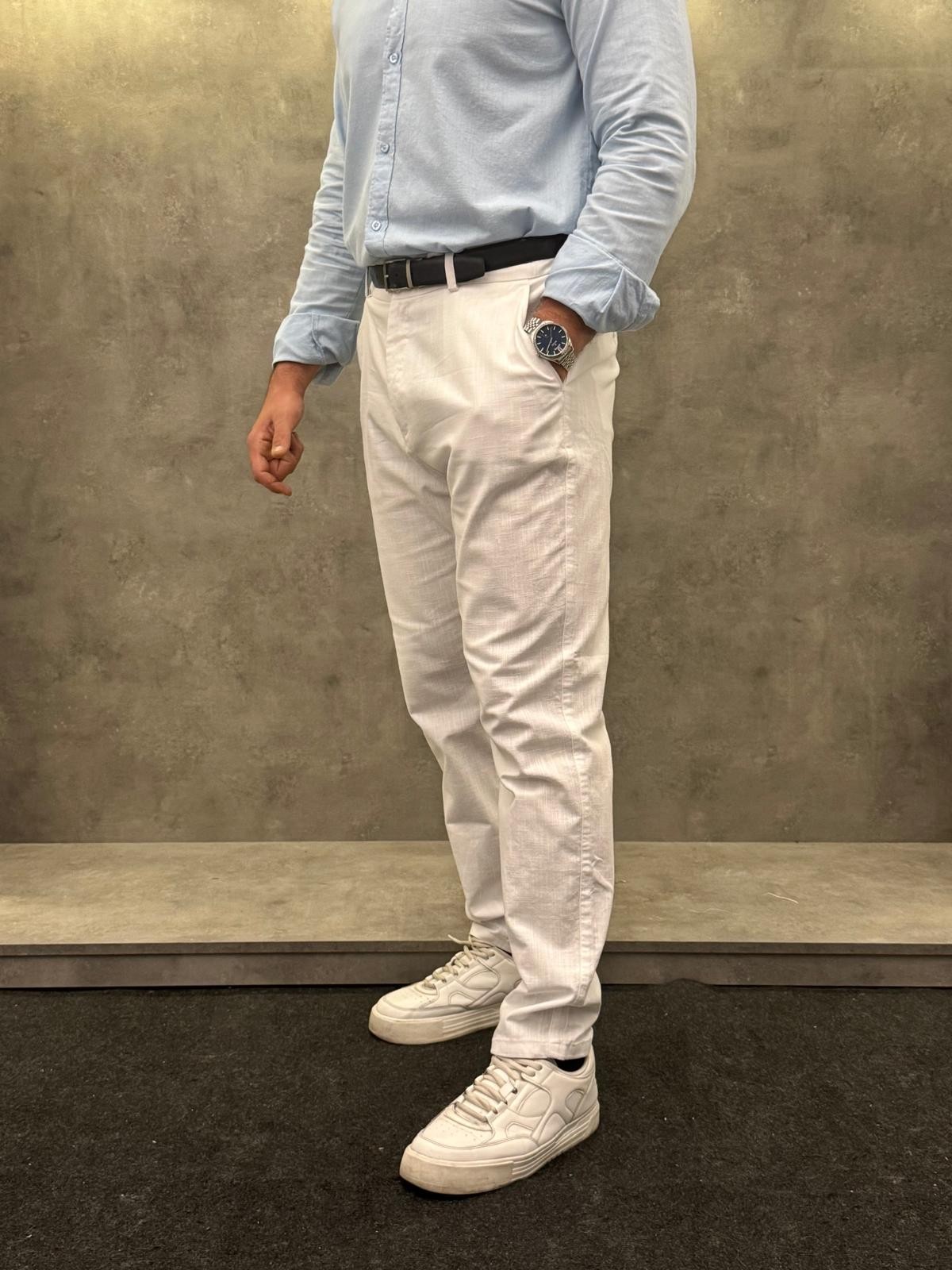 Oceano Bianco Premium Keten Pantolon