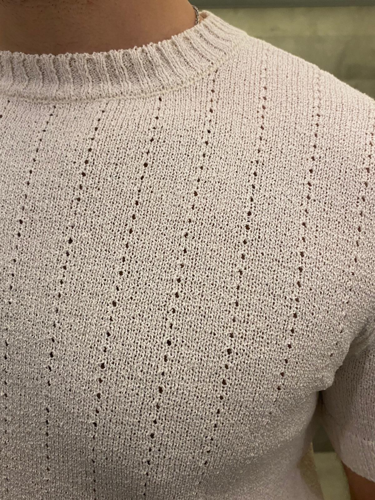Ivory Mélange Knitwear Ekru Tişört