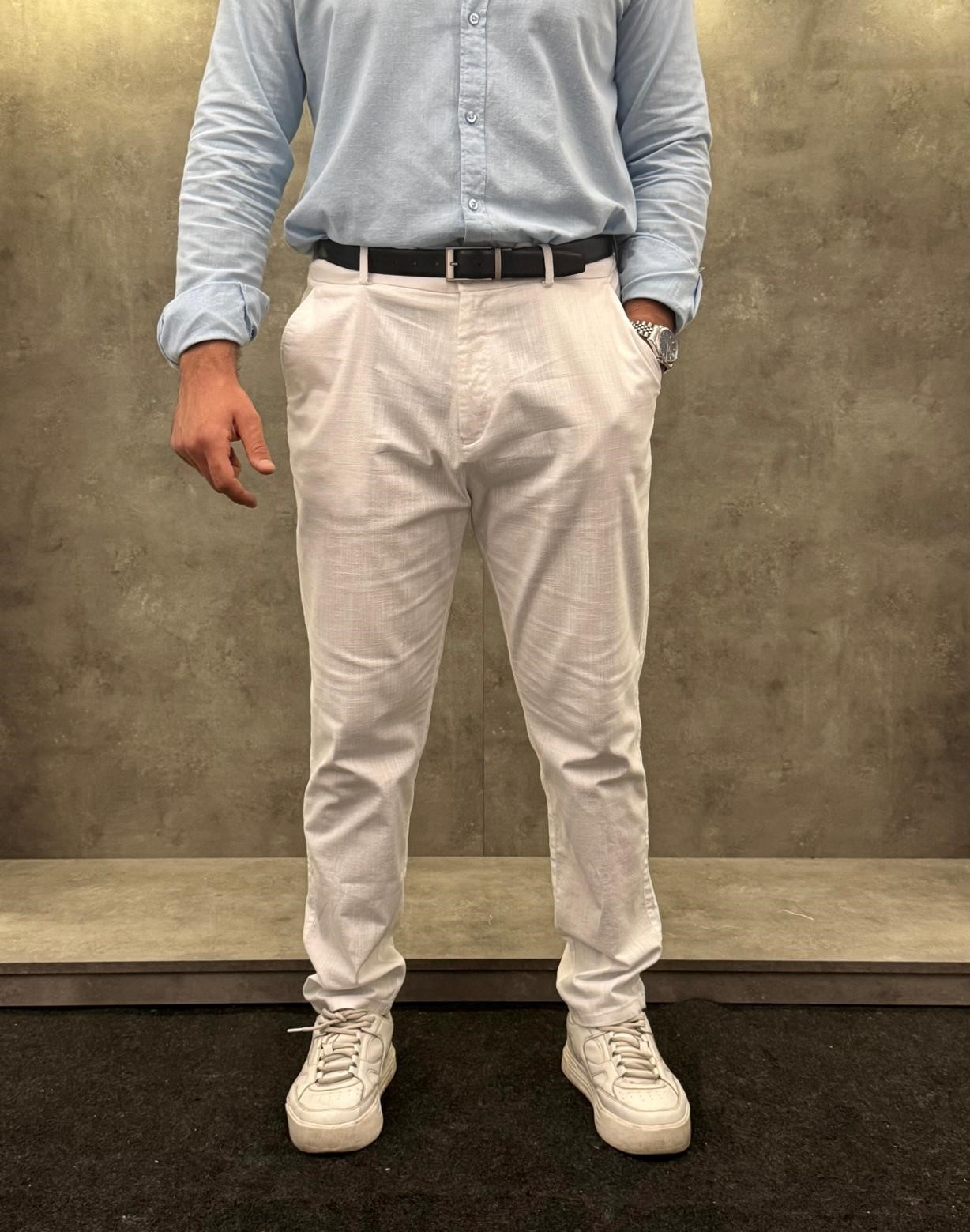 Oceano Bianco Premium Keten Pantolon
