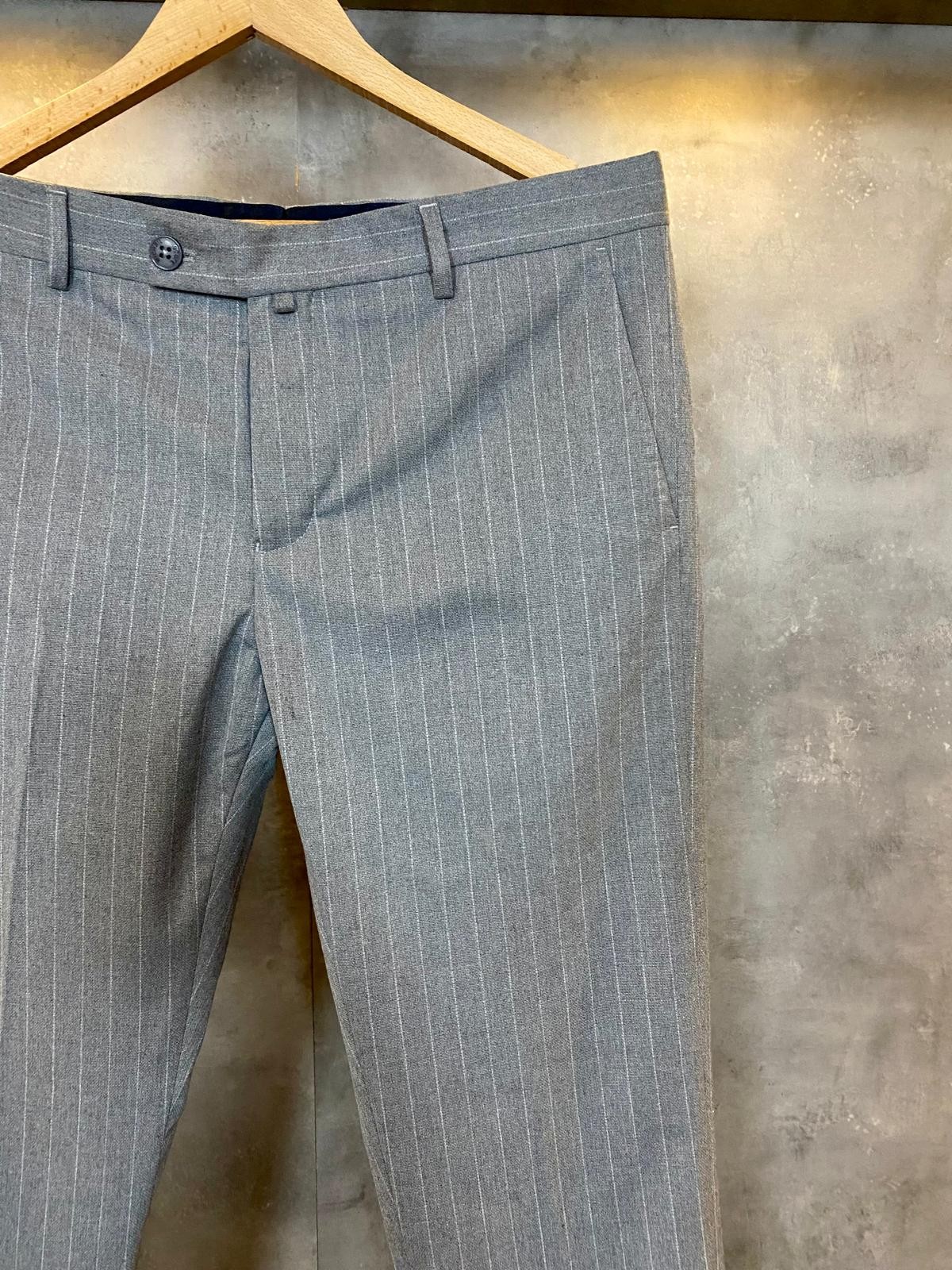 Grigio Veneto Premium Pileli Kumaş Pantolon