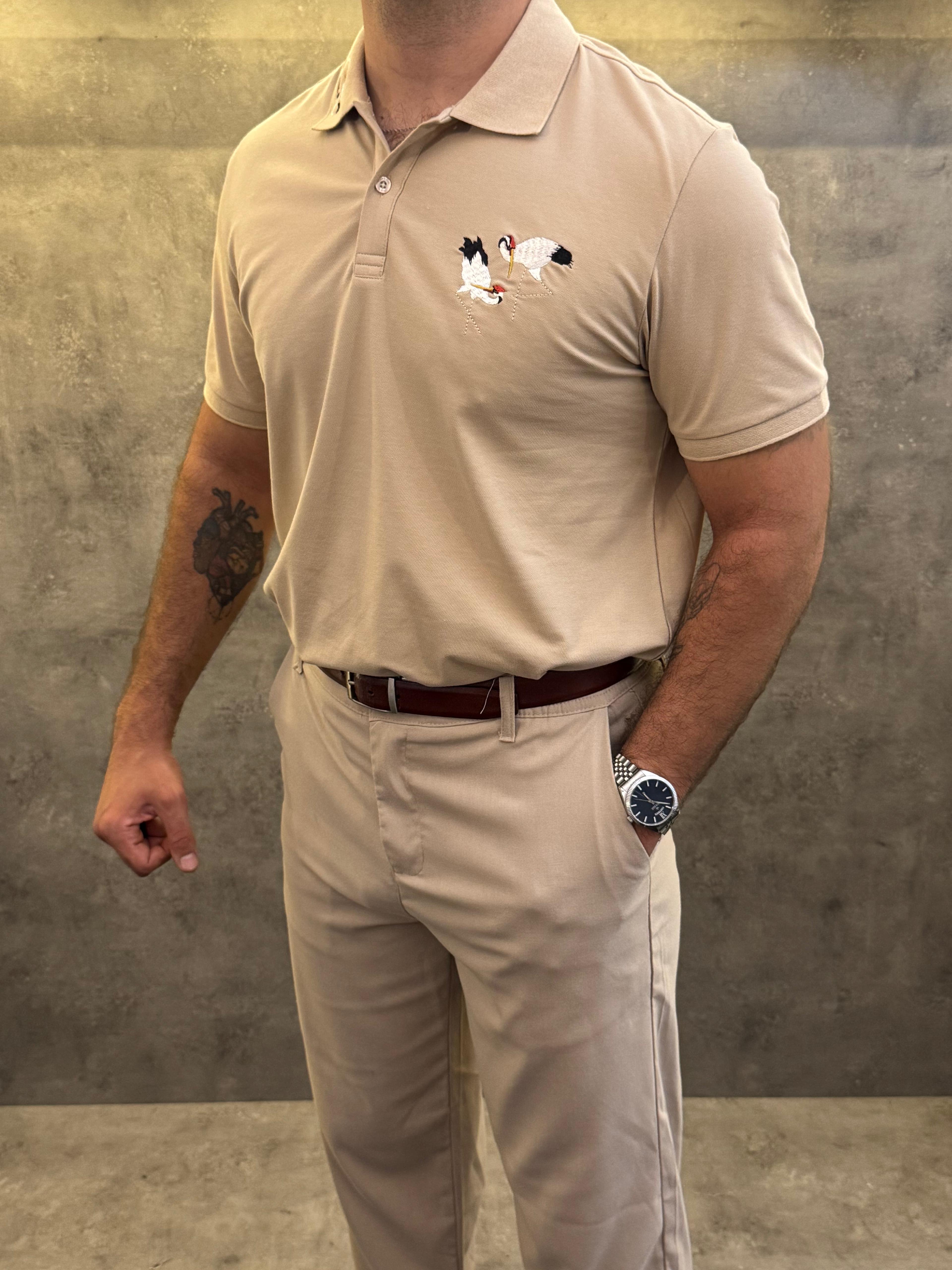 Cigno Beige Premium Polo Yaka