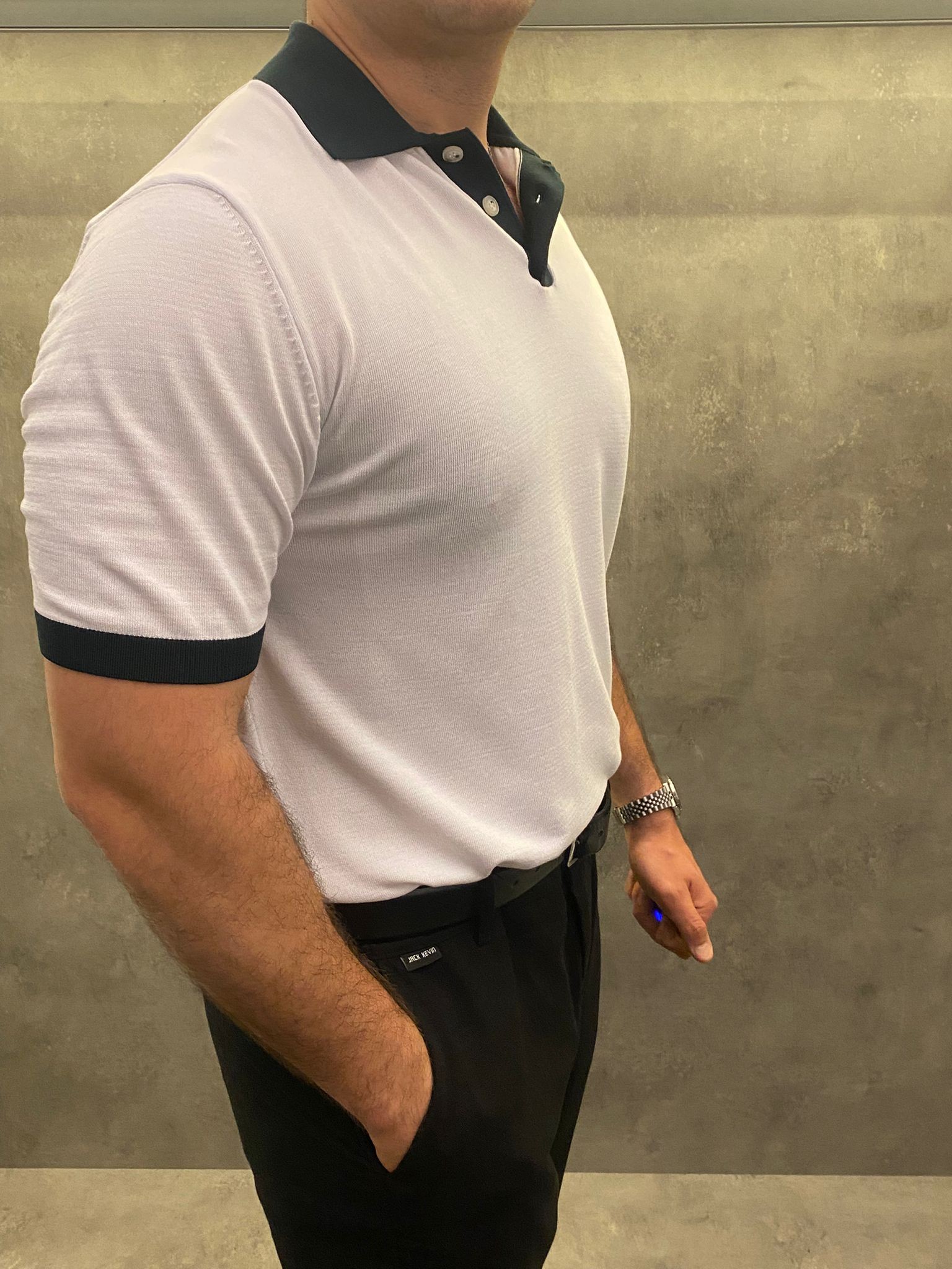 Double-Color Premium Ascot Polo Yaka (Yeşil Detay)