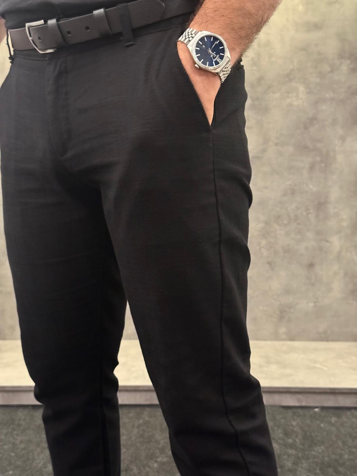 Astor Verné Premium Siyah Keten Pantolon