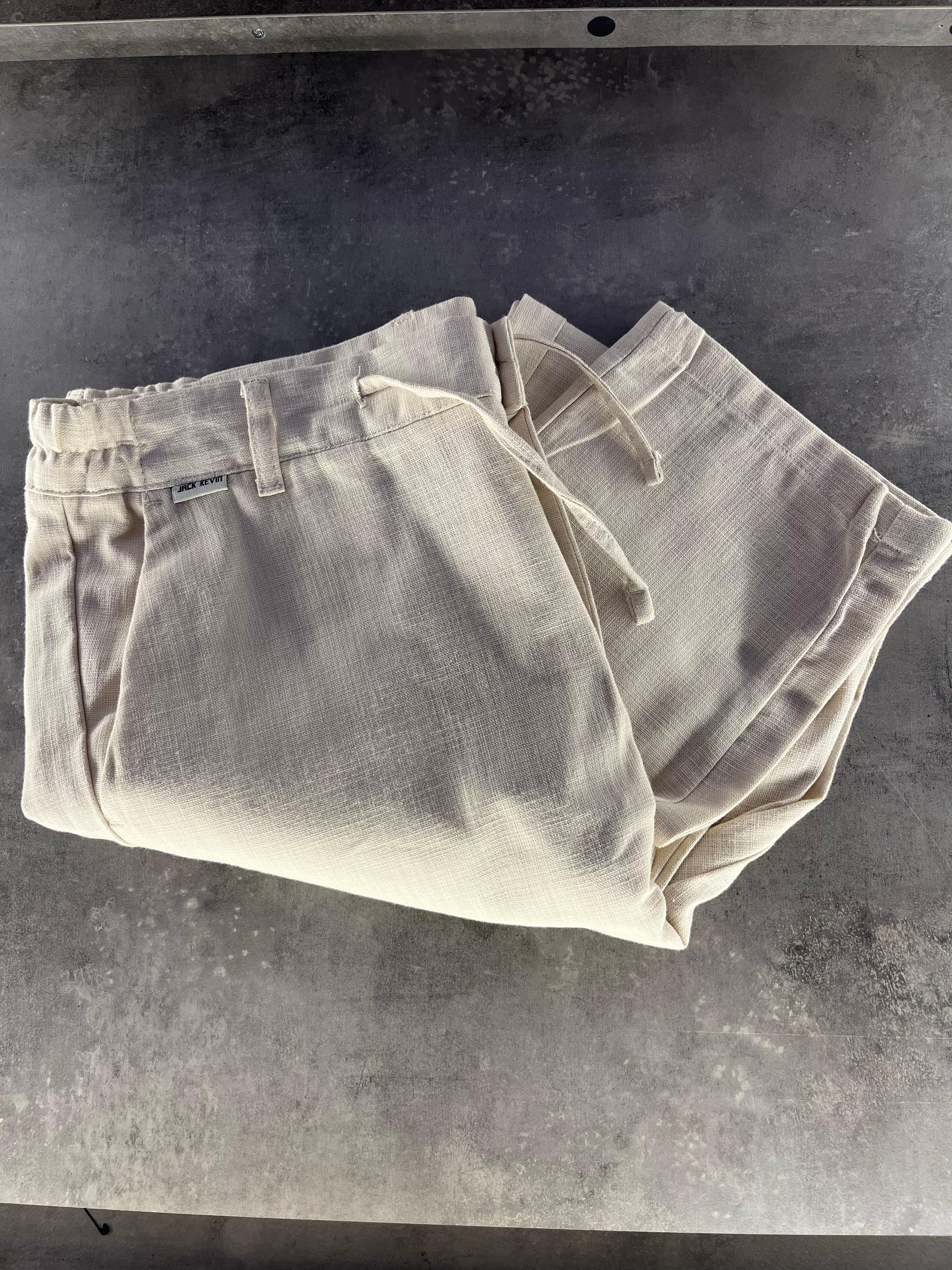 Taş Rengi Premium Ham Keten Pantolon