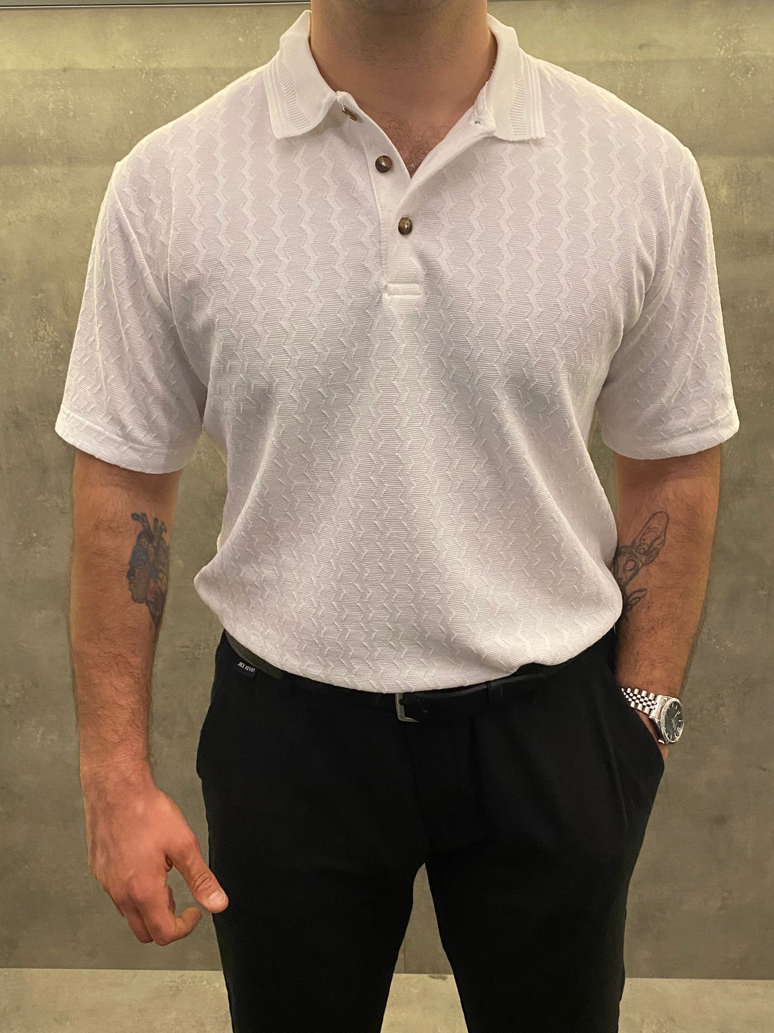 Bianco Sfumato Premium Polo Yaka