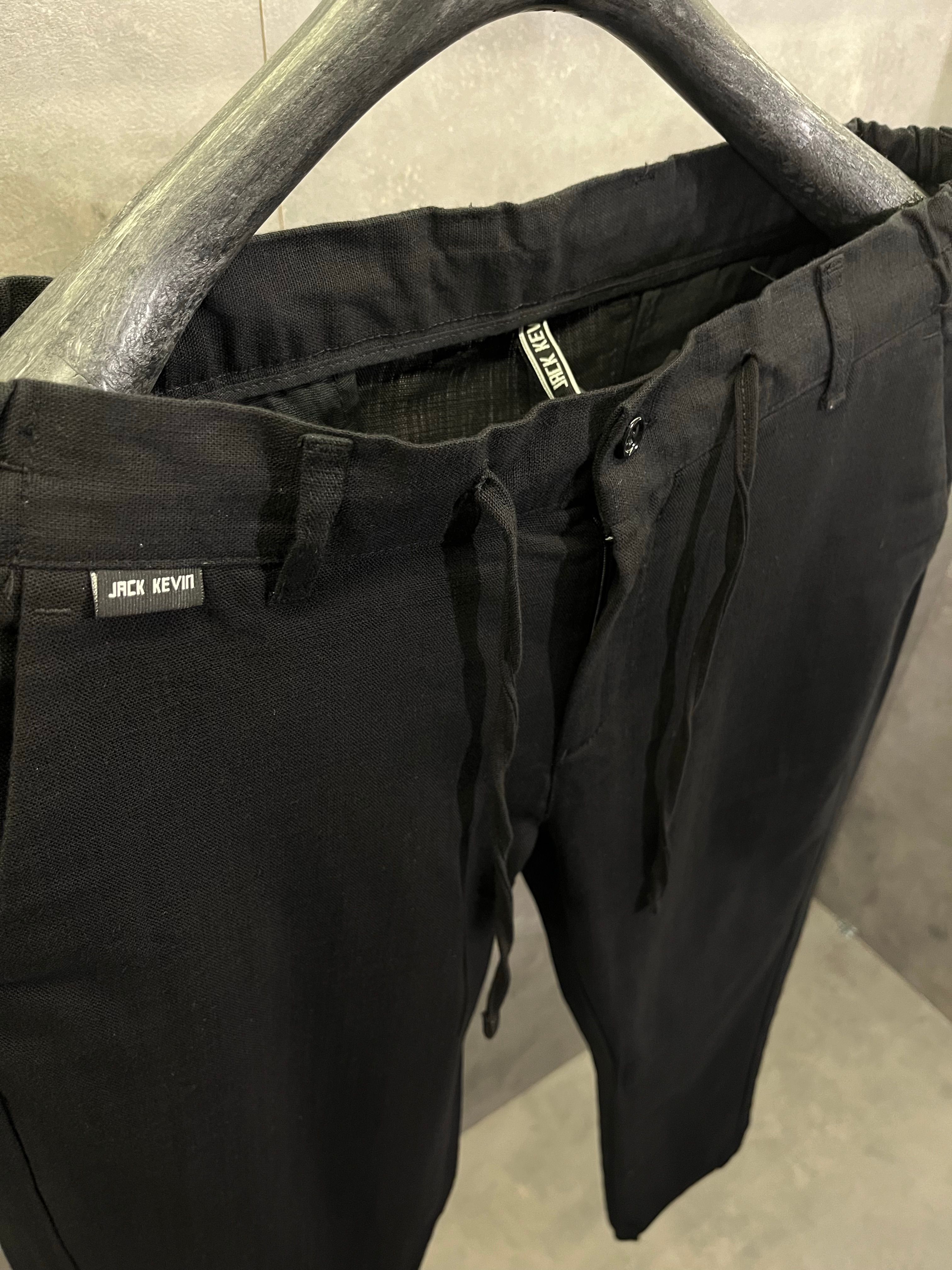 Siyah Ham Keten Premium Yazlık Pantolon