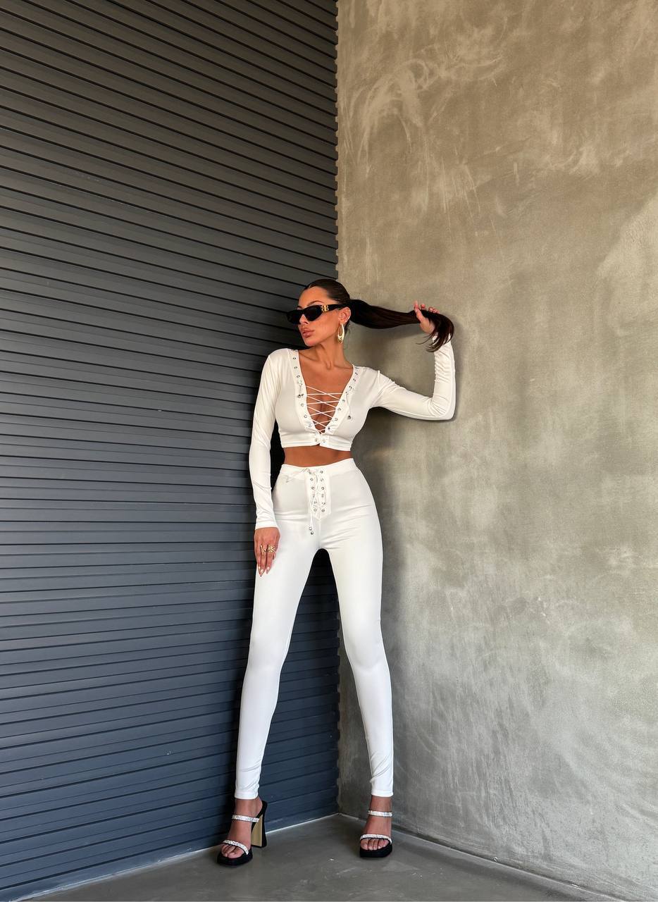 Toparlayıcı Yüksek Bel Takım - BEYAZ