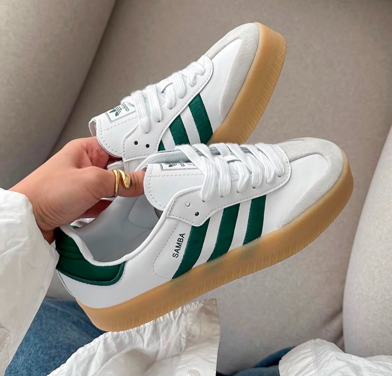 Adidas Samba platform white green