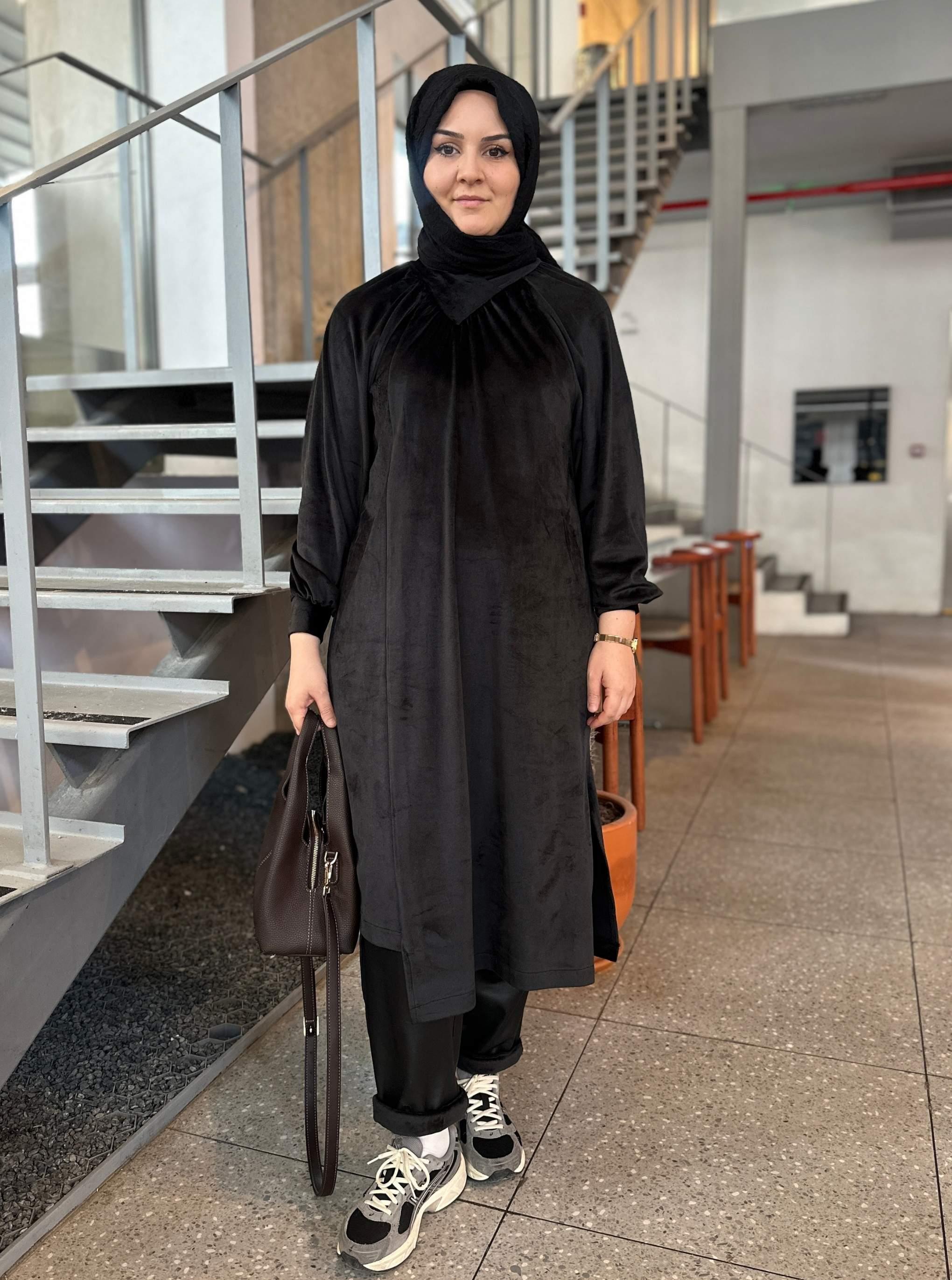 KADİFE TUNİK SİYAH