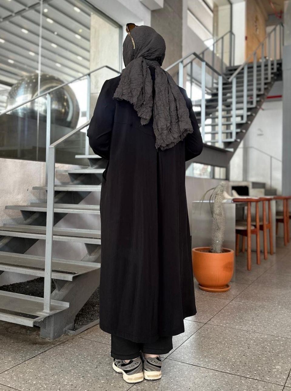 FERMUARLI TENSEL TUNİK SİYAH