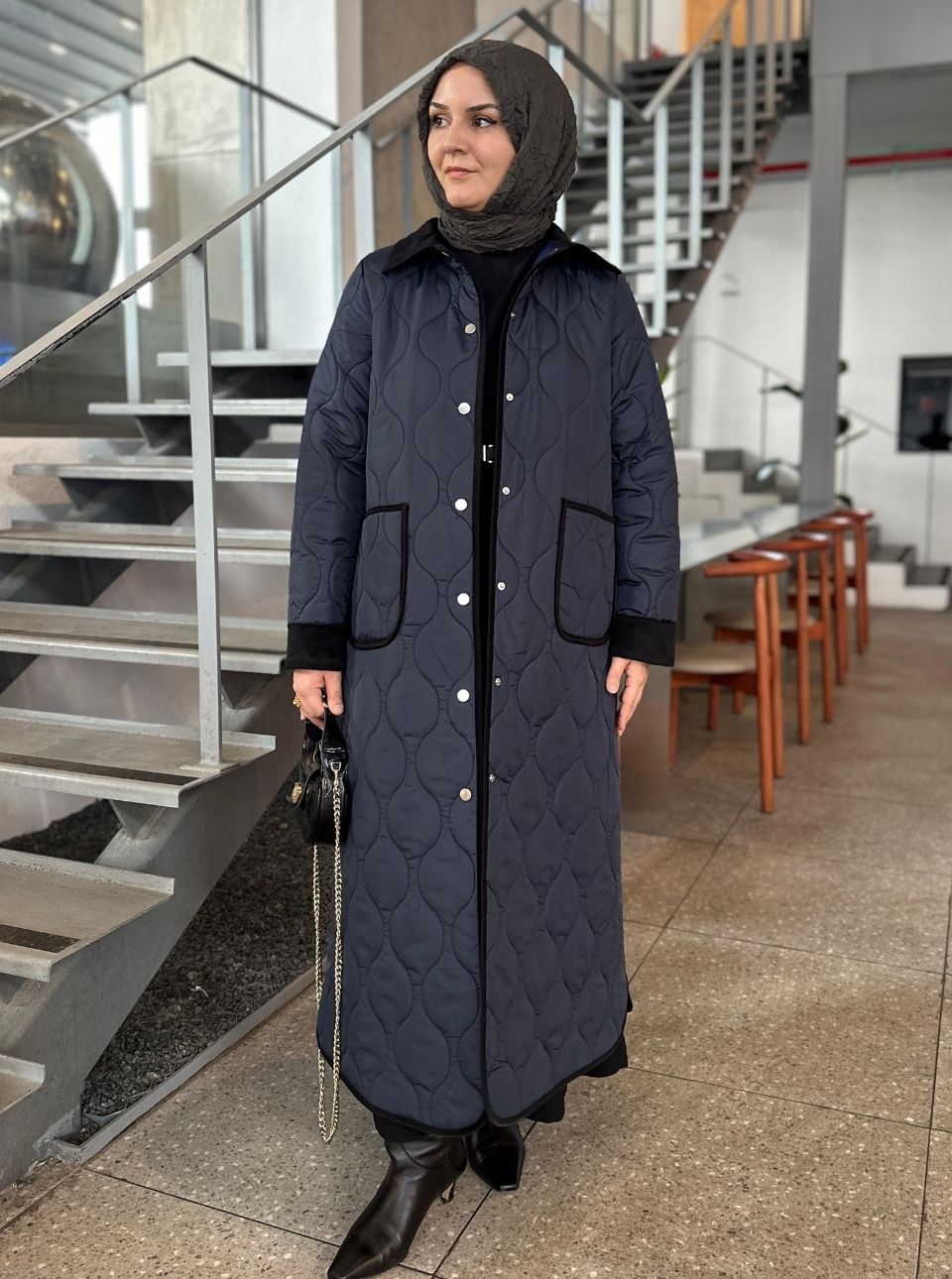 SOĞAN DESENLİ KAPİTONE MONT MAVİ 