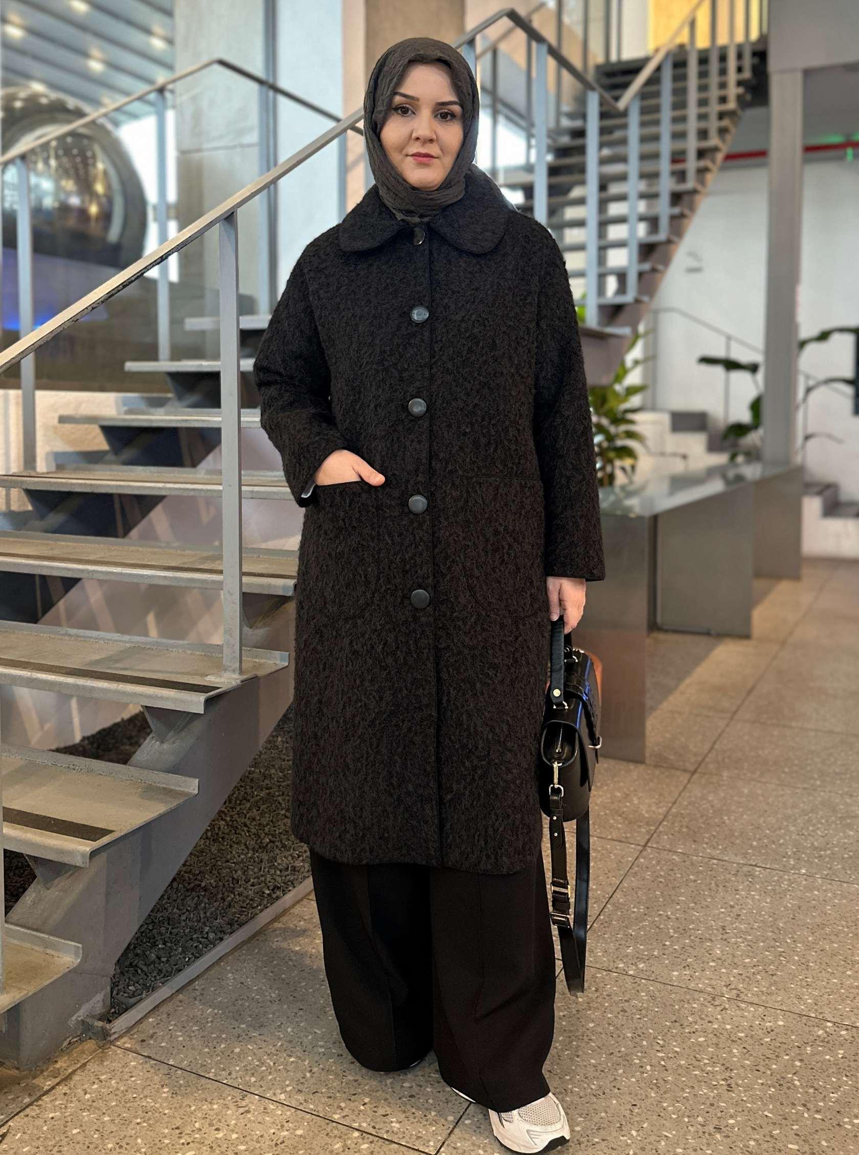 BEBE YAKA KEÇE KABAN SİYAH 