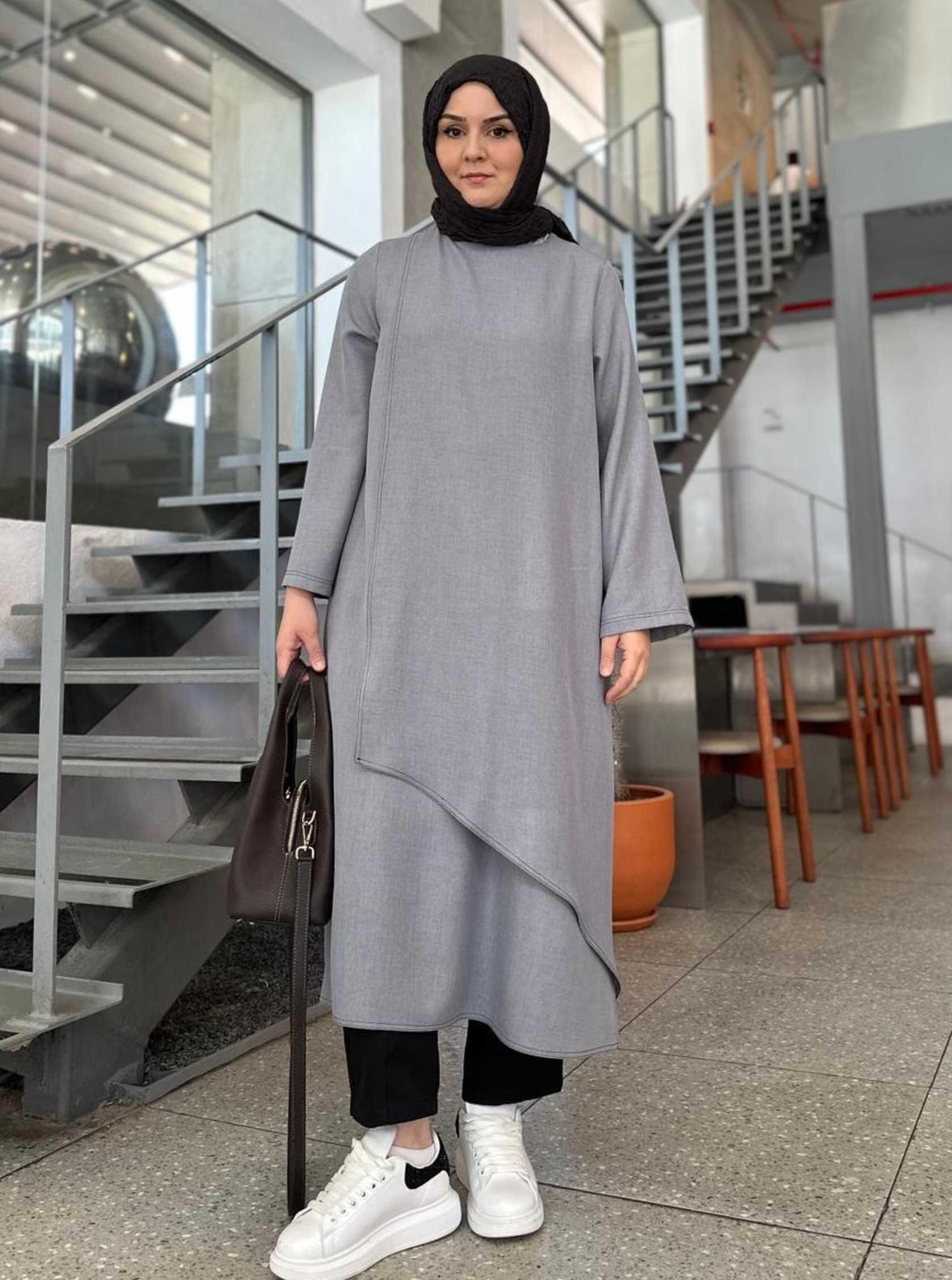 ÇAPRAZ FLAM TUNİK GRİ